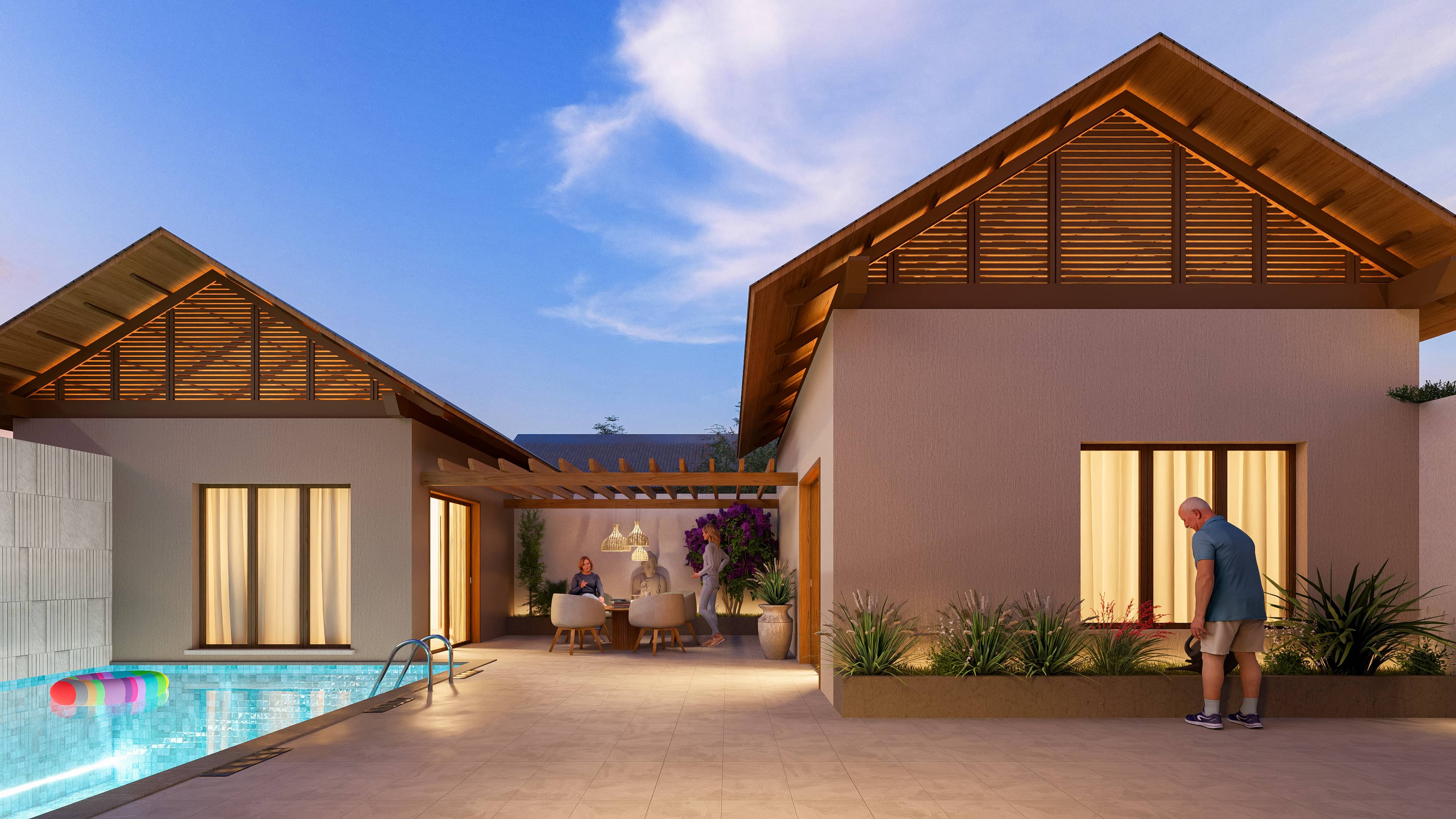 The Club House at Royal Ritz is a contemporary space designed for leisure and community gatherings, beautifully visualized by Realarch Studio to capture its elegance and vibrant ambiance.