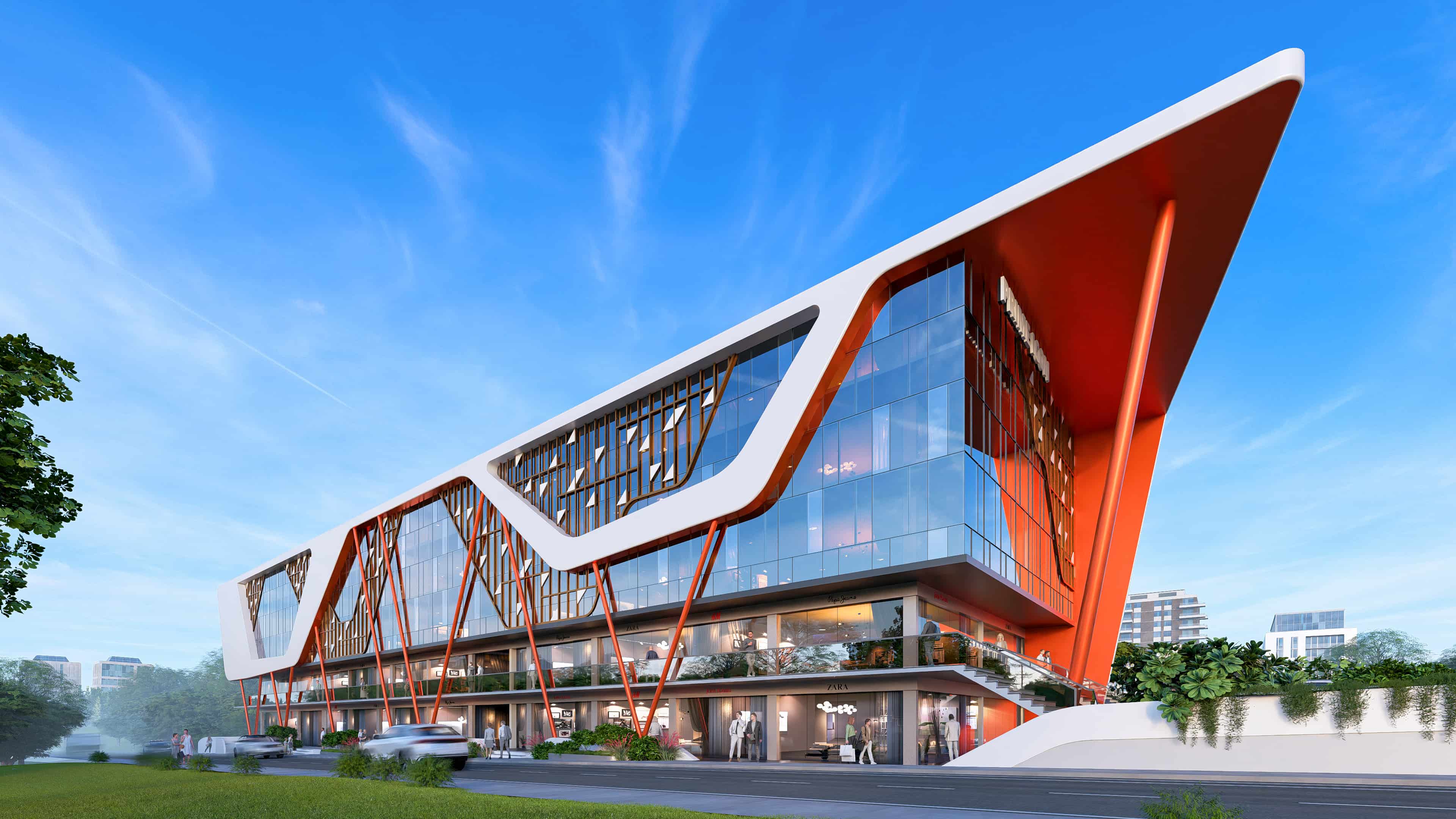 Commercial designs, visualized by Realarch Studio, reflects a strong architectural identity shaped for today’s dynamic business world.