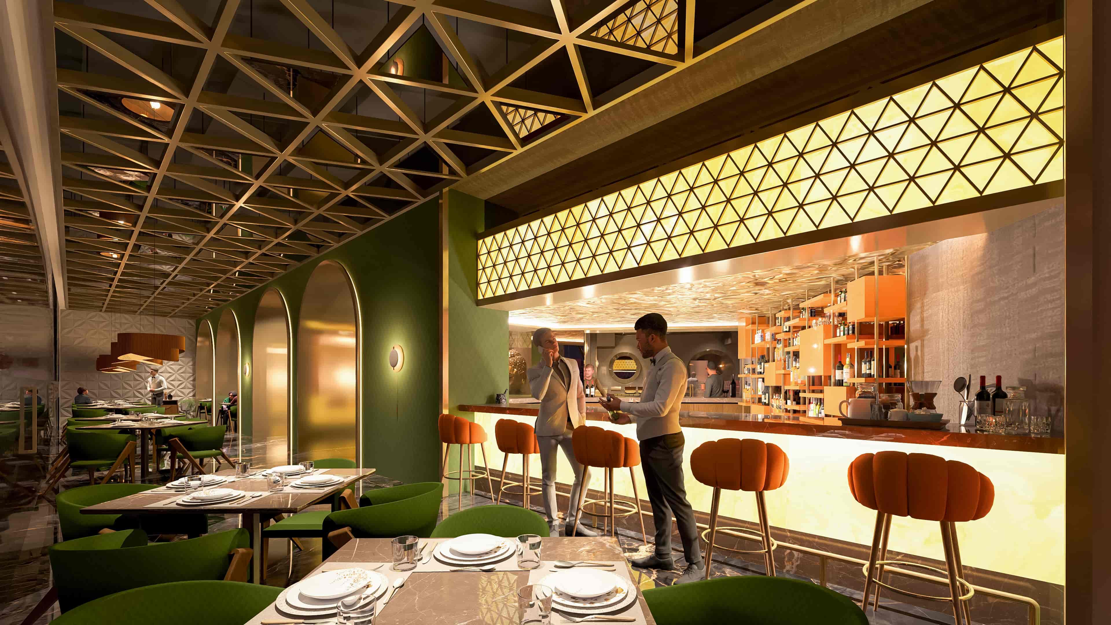 This is crafted as an elegant blend of ambiance and artistry, visualized by Realarch Studio to capture its luxurious mood, refined detailing, and immersive dining experience.