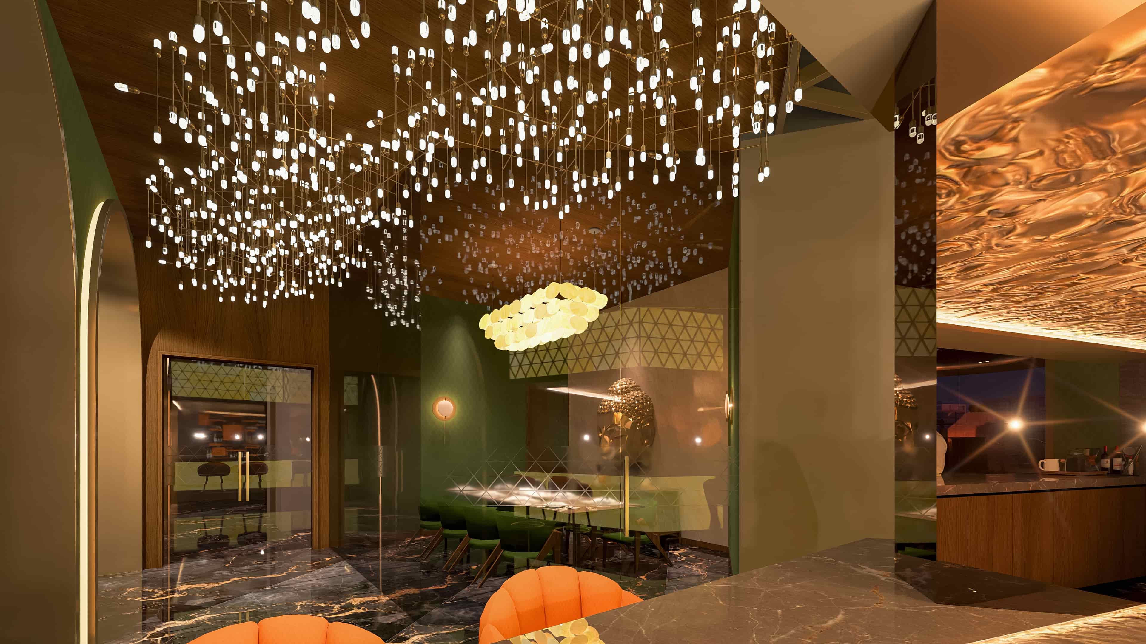 This is crafted as an elegant blend of ambiance and artistry, visualized by Realarch Studio to capture its luxurious mood, refined detailing, and immersive dining experience.