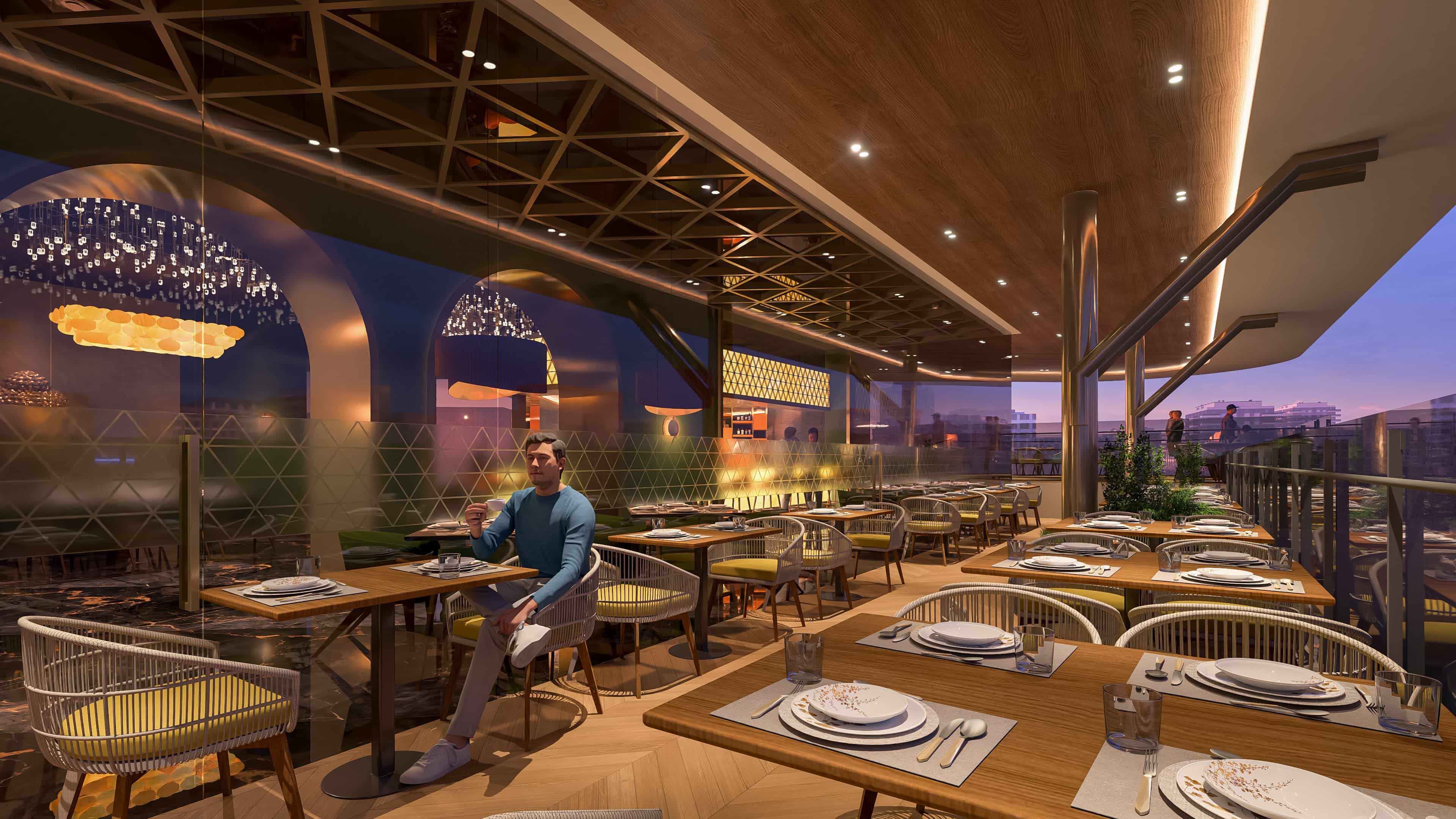 This is crafted as an elegant blend of ambiance and artistry, visualized by Realarch Studio to capture its luxurious mood, refined detailing, and immersive dining experience.