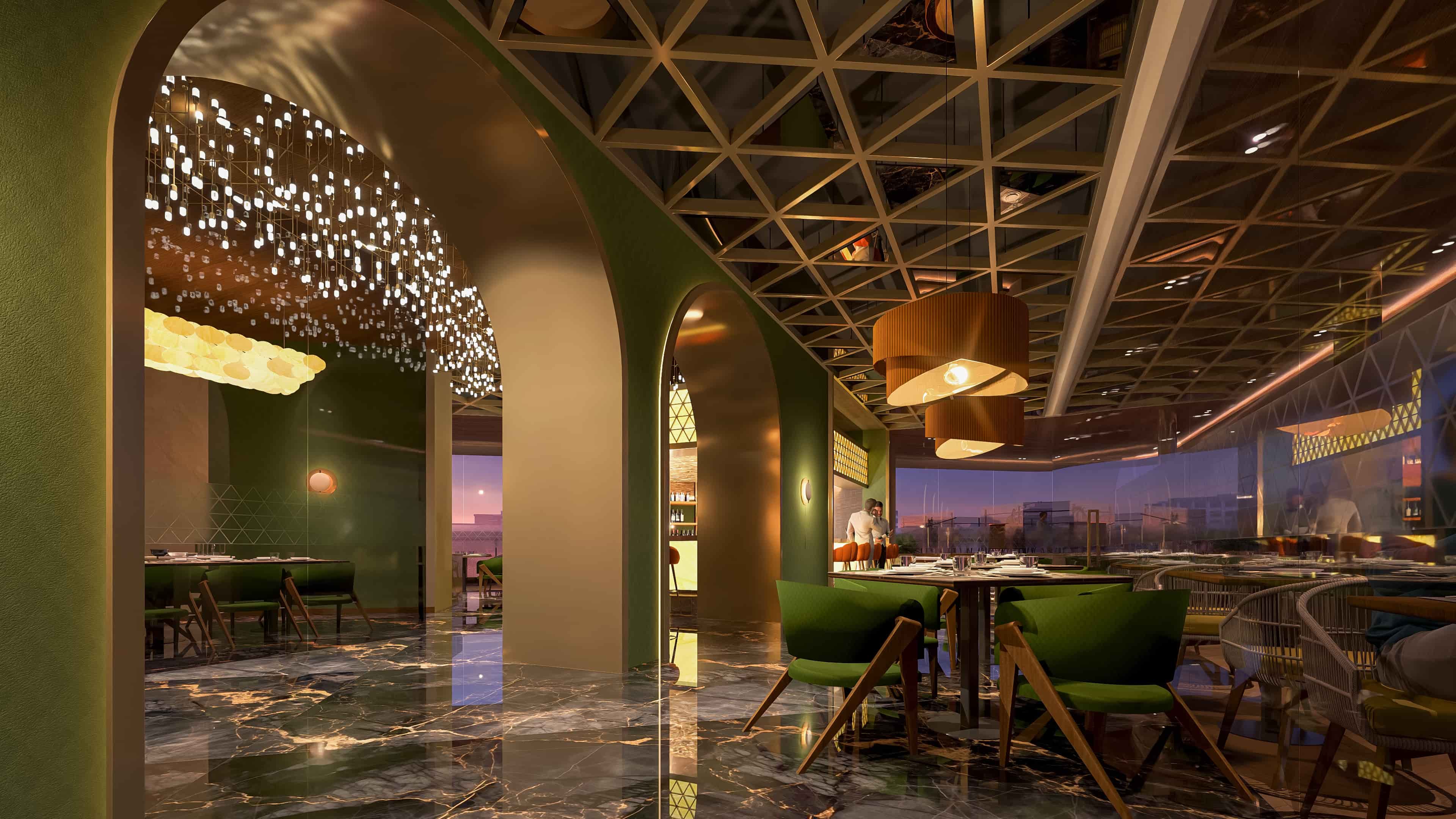 This is crafted as an elegant blend of ambiance and artistry, visualized by Realarch Studio to capture its luxurious mood, refined detailing, and immersive dining experience.