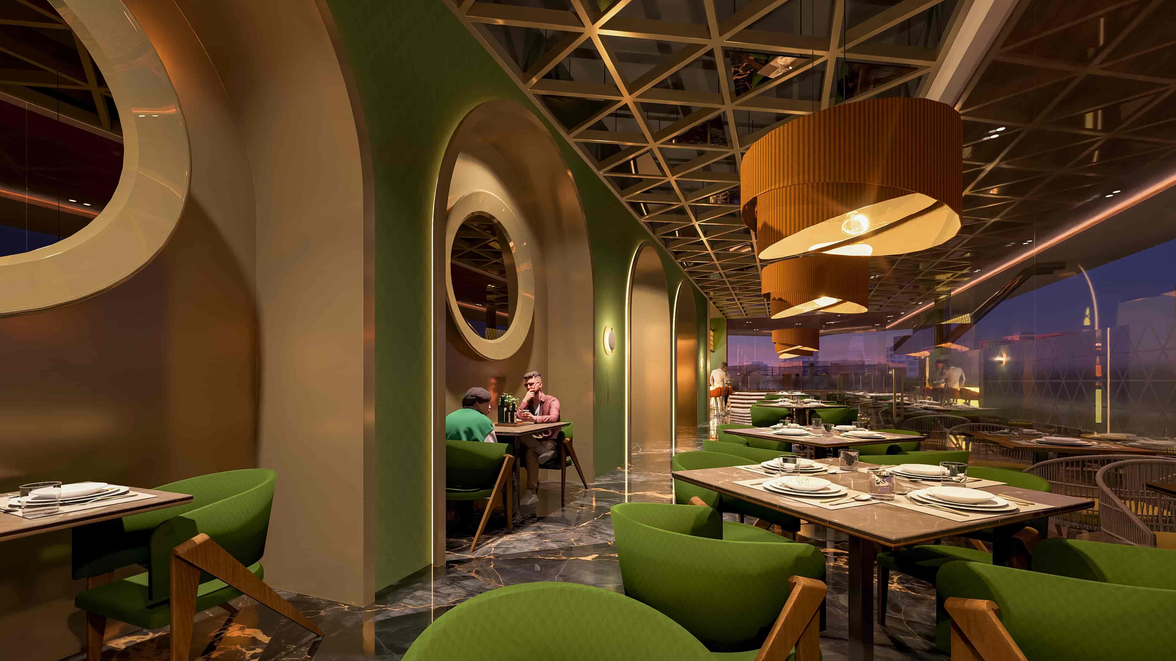 This is crafted as an elegant blend of ambiance and artistry, visualized by Realarch Studio to capture its luxurious mood, refined detailing, and immersive dining experience.