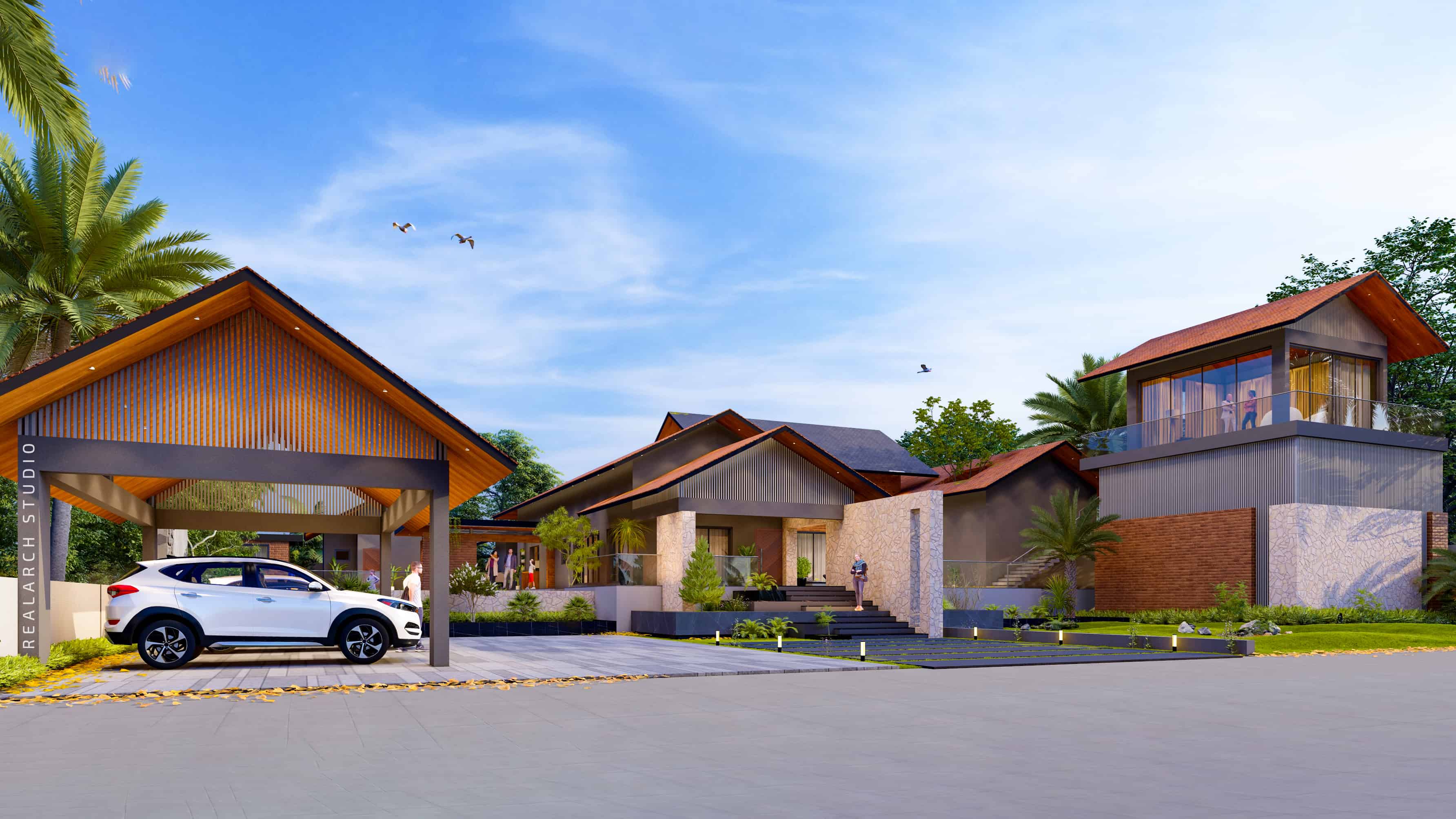  This farmhouse is envisioned as a serene surrounded by nature, visualized by Realarch Studio.