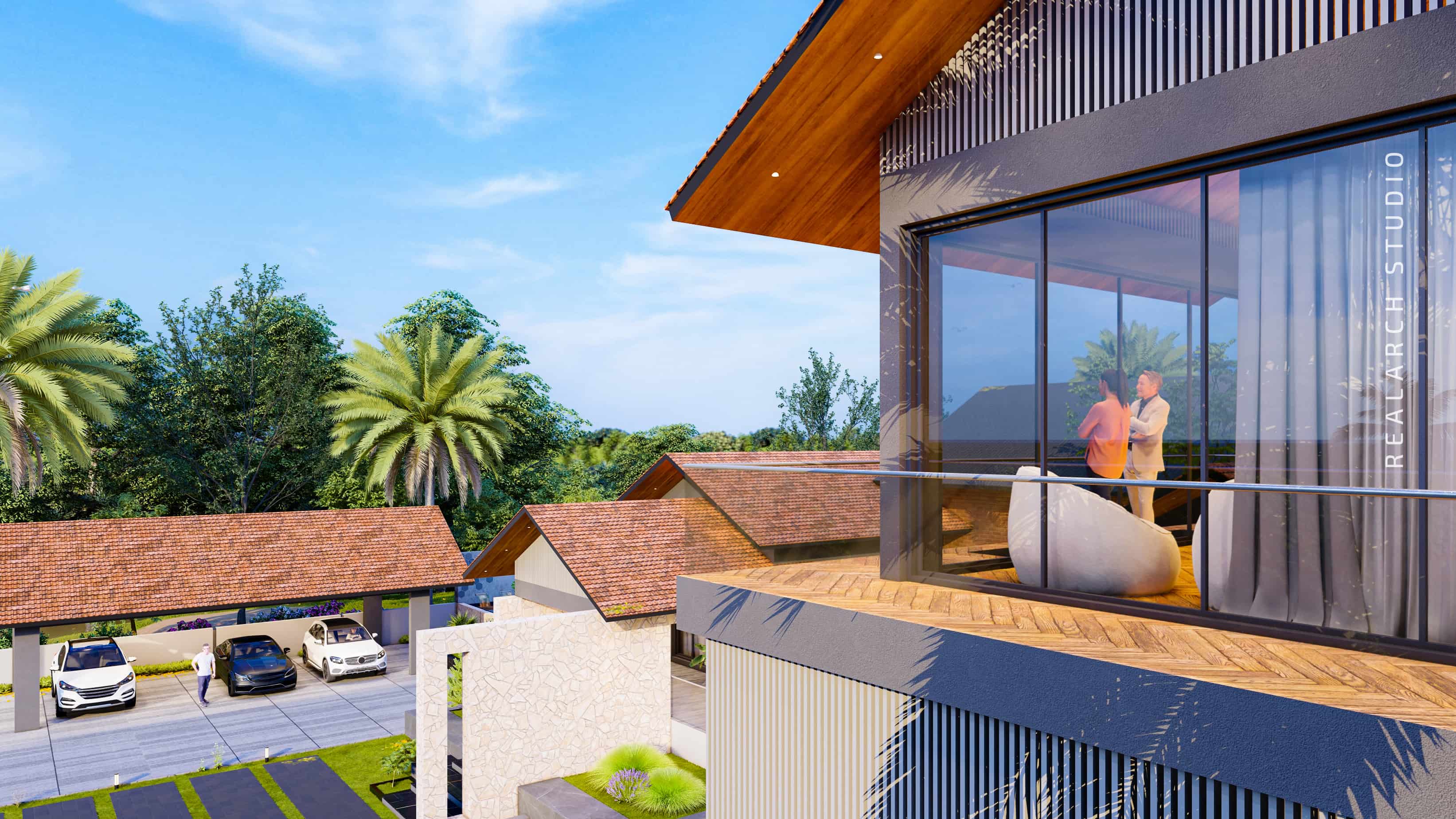  This farmhouse is envisioned as a serene surrounded by nature, visualized by Realarch Studio.