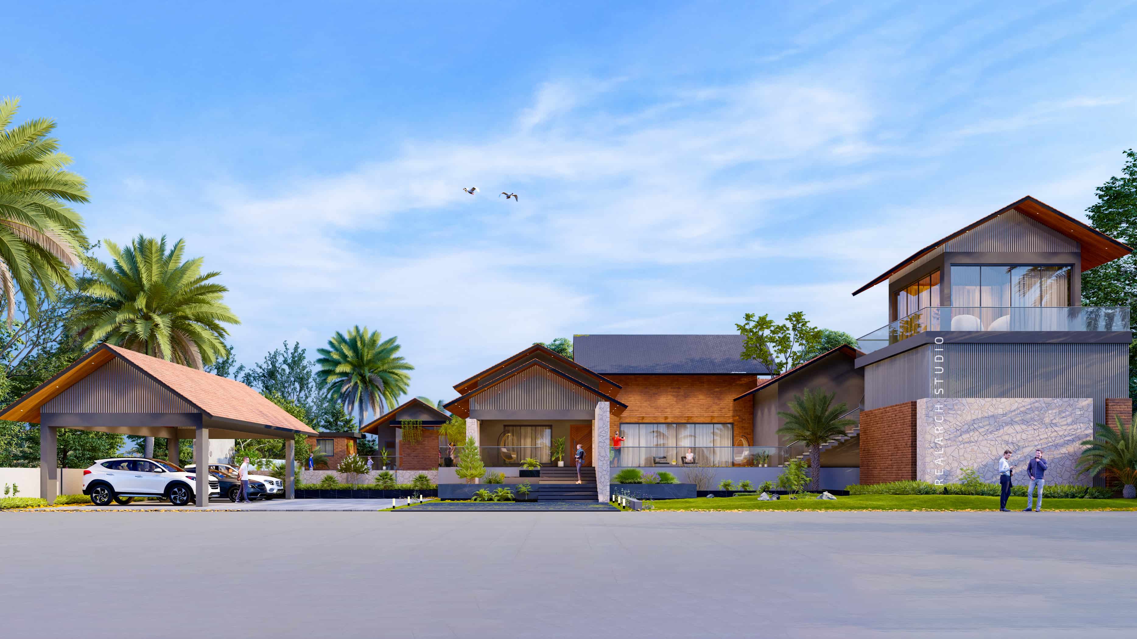  This farmhouse is envisioned as a serene surrounded by nature, visualized by Realarch Studio.