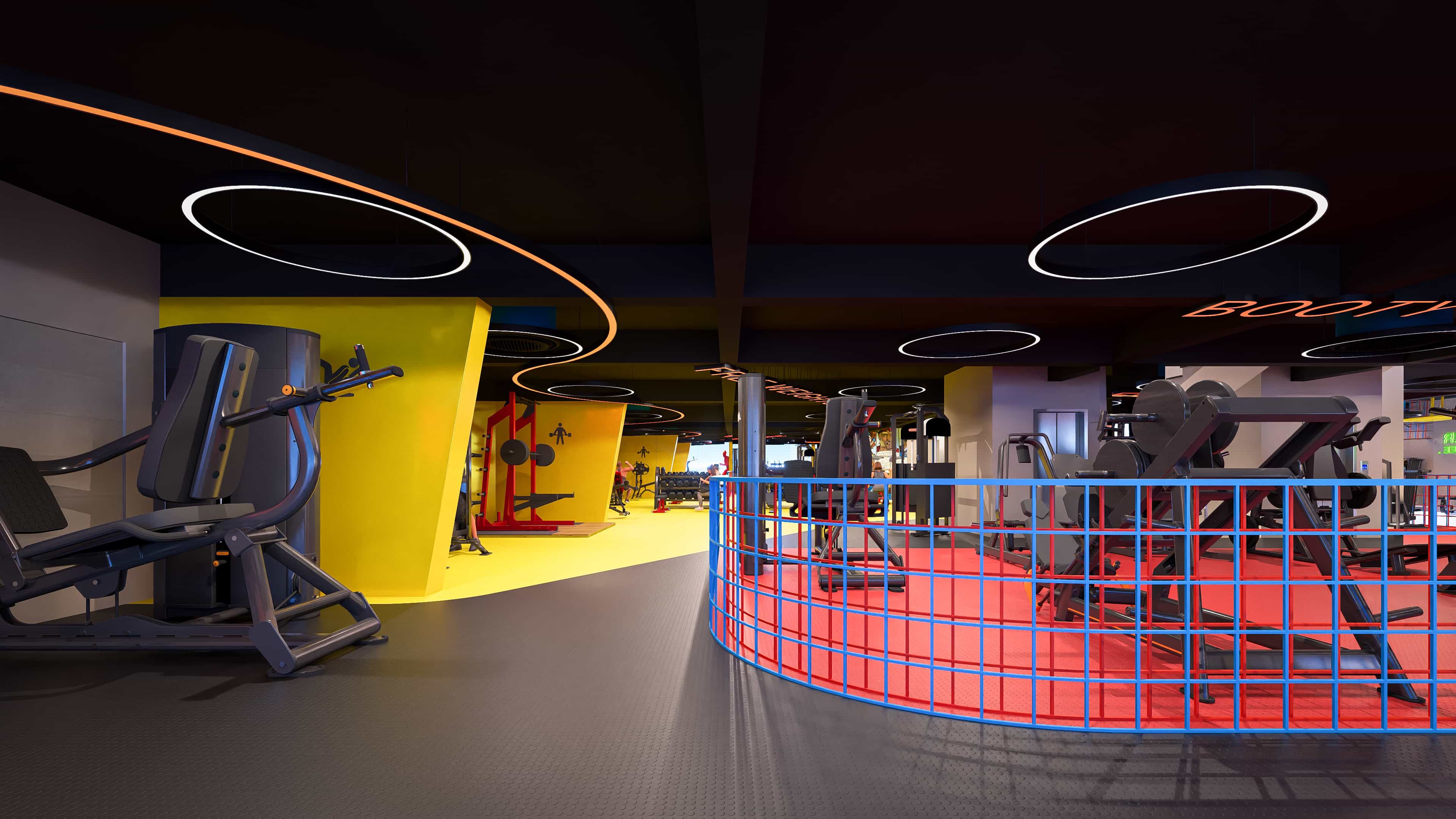 Crafted as a vibrant modern fitness arena, visually brought to life by Realarch Studio to express its energetic and dynamic ambiance.