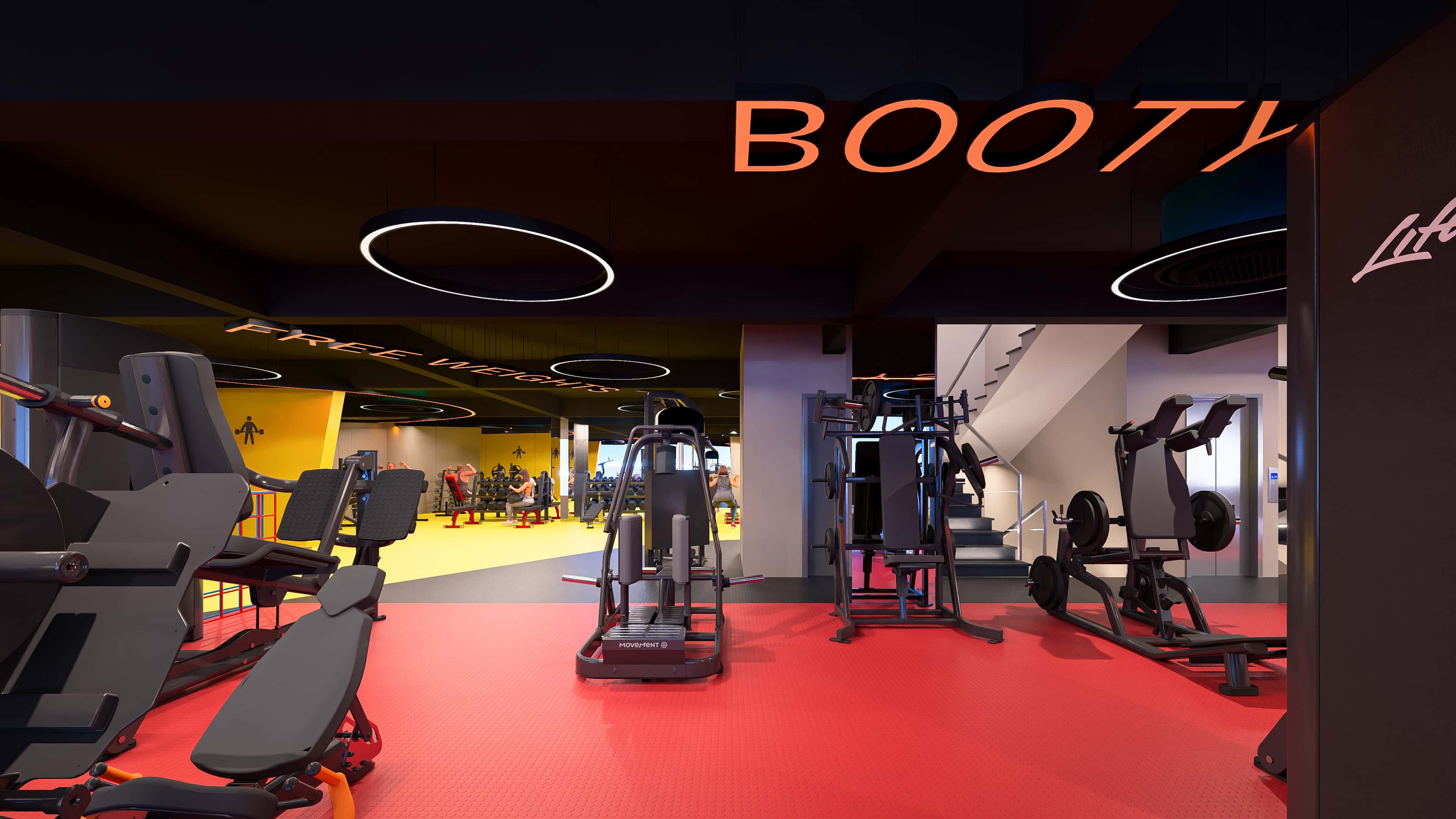 Crafted as a vibrant modern fitness arena, visually brought to life by Realarch Studio to express its energetic and dynamic ambiance.