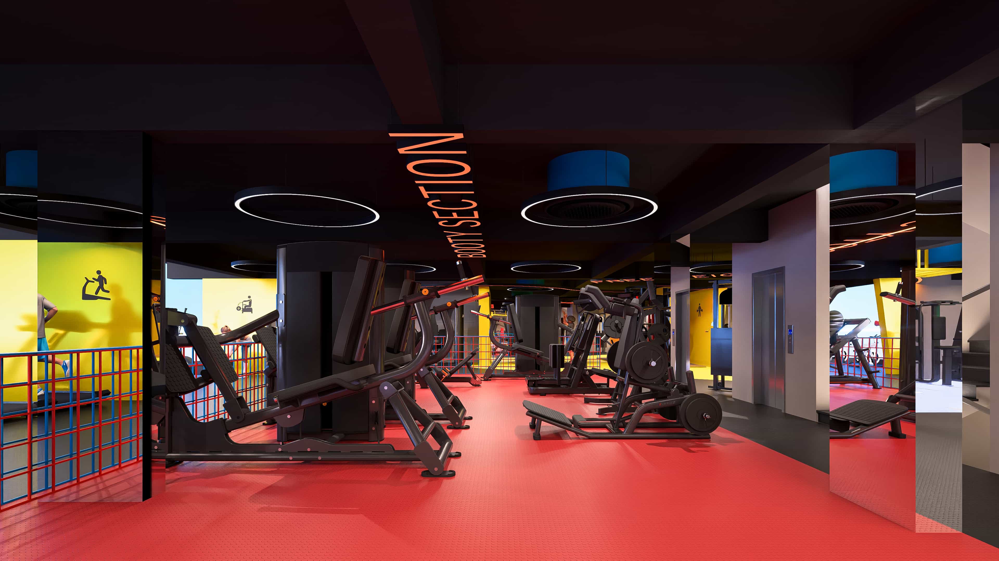 Crafted as a vibrant modern fitness arena, visually brought to life by Realarch Studio to express its energetic and dynamic ambiance.
