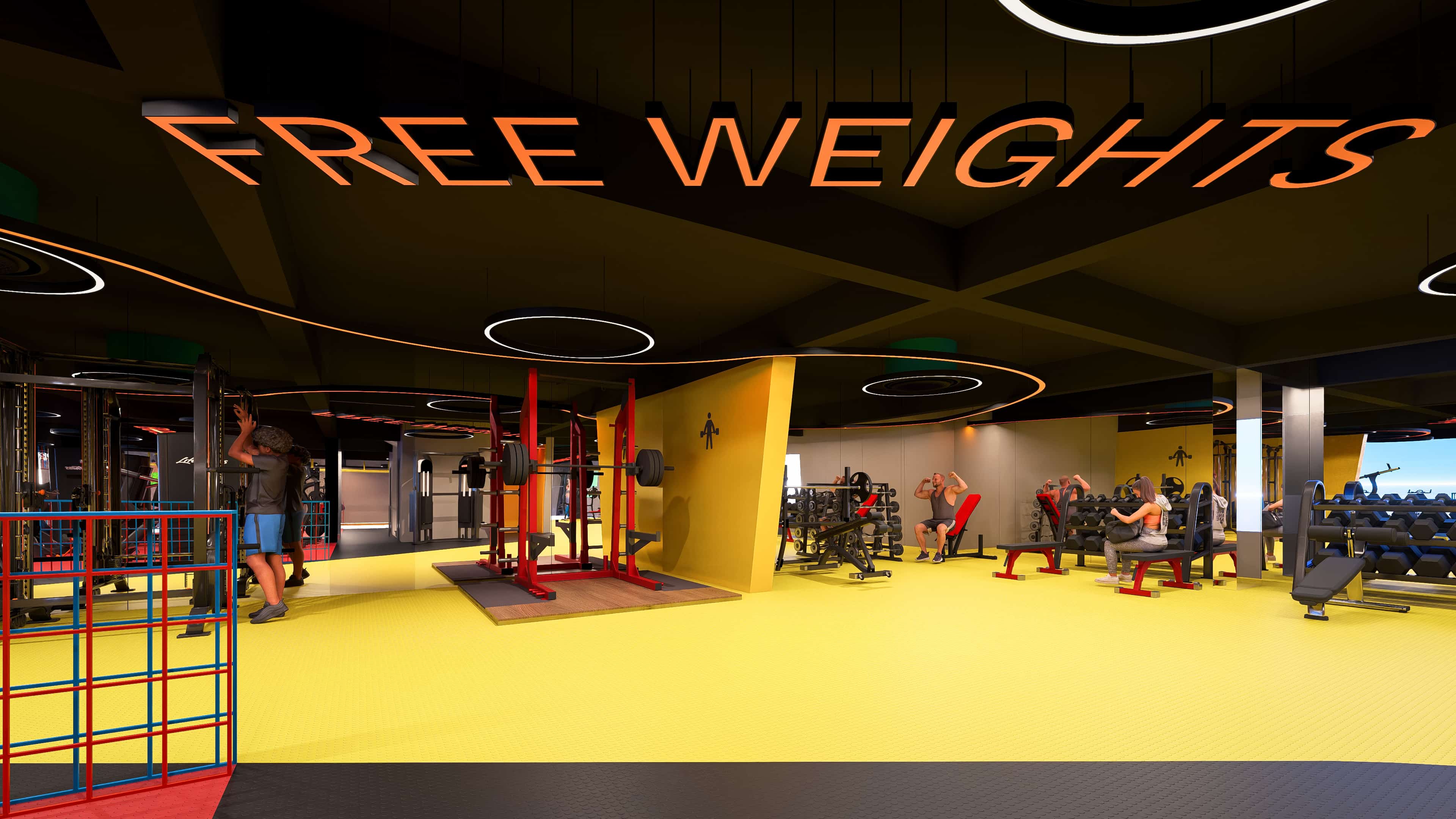 Crafted as a vibrant modern fitness arena, visually brought to life by Realarch Studio to express its energetic and dynamic ambiance.
