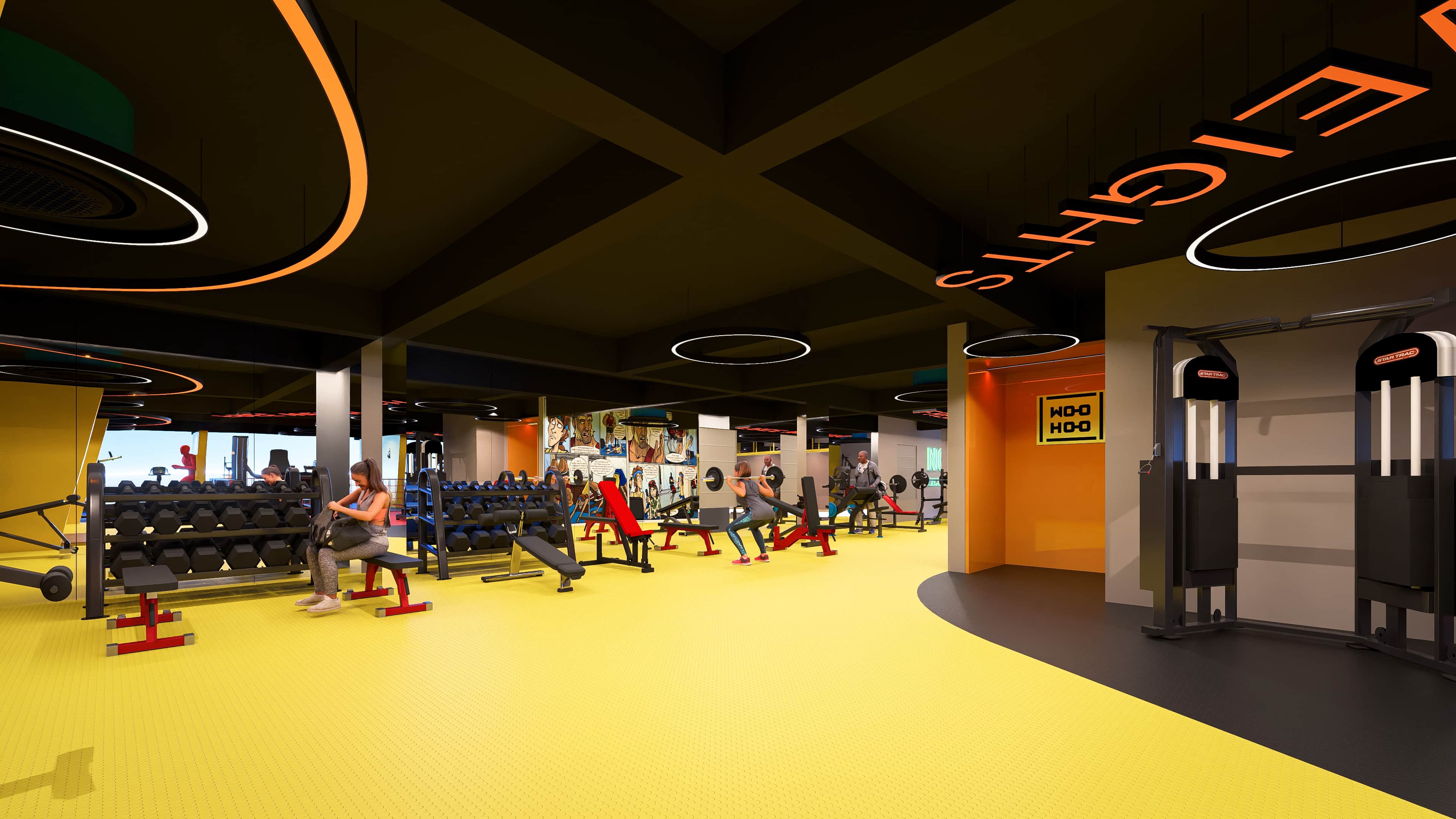 Crafted as a vibrant modern fitness arena, visually brought to life by Realarch Studio to express its energetic and dynamic ambiance.