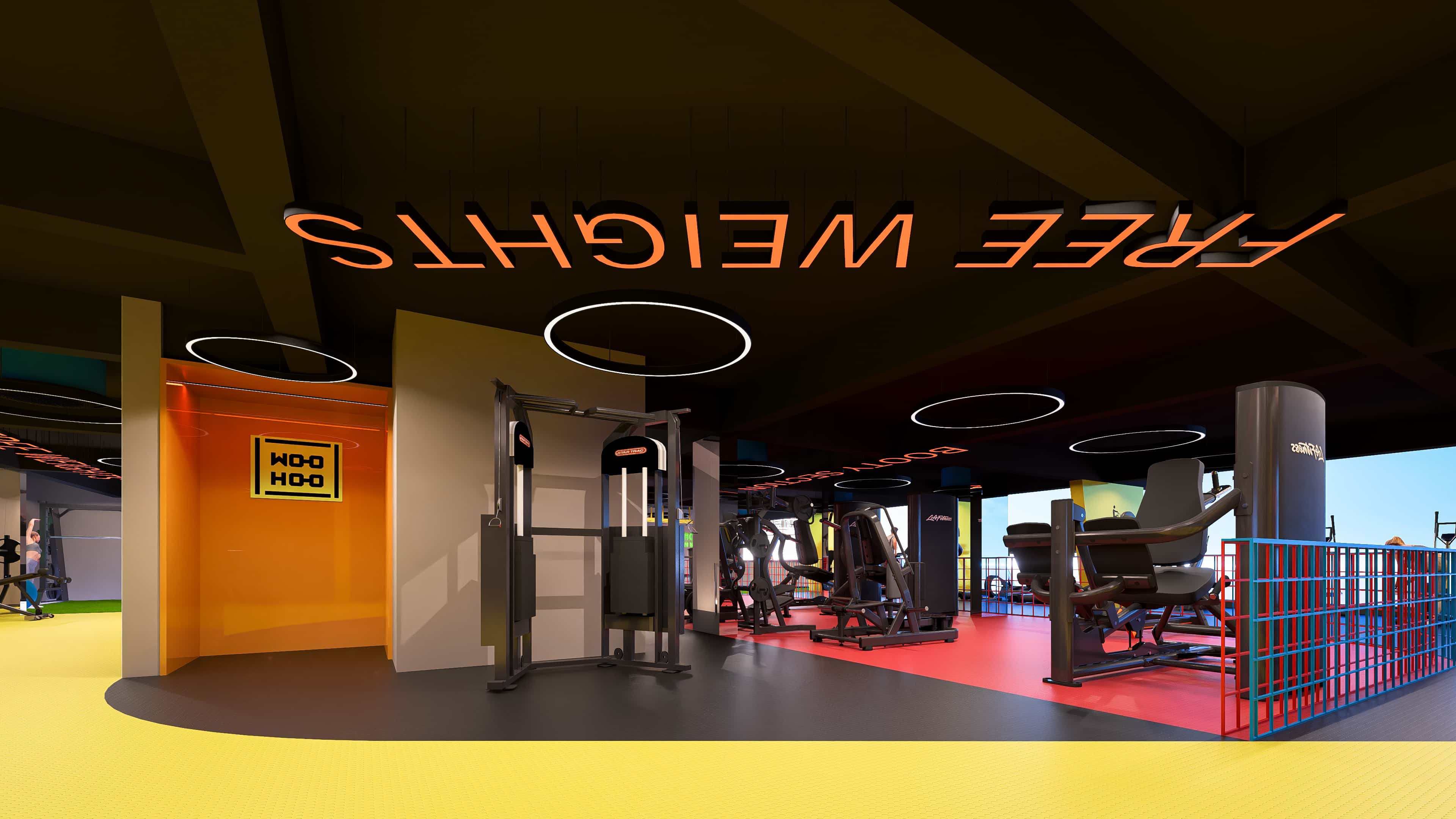 Crafted as a vibrant modern fitness arena, visually brought to life by Realarch Studio to express its energetic and dynamic ambiance.