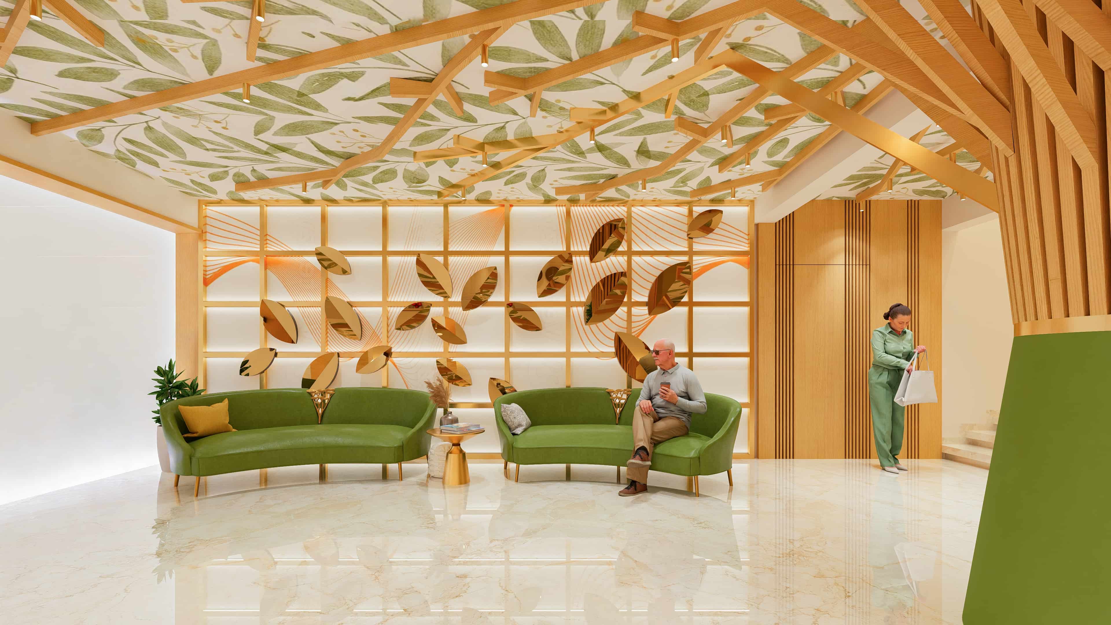 This space redefines arrival with its grand scale and refined aesthetics, vividly visualized by Realarch Studio to showcase an atmosphere of luxury and contemporary elegance.