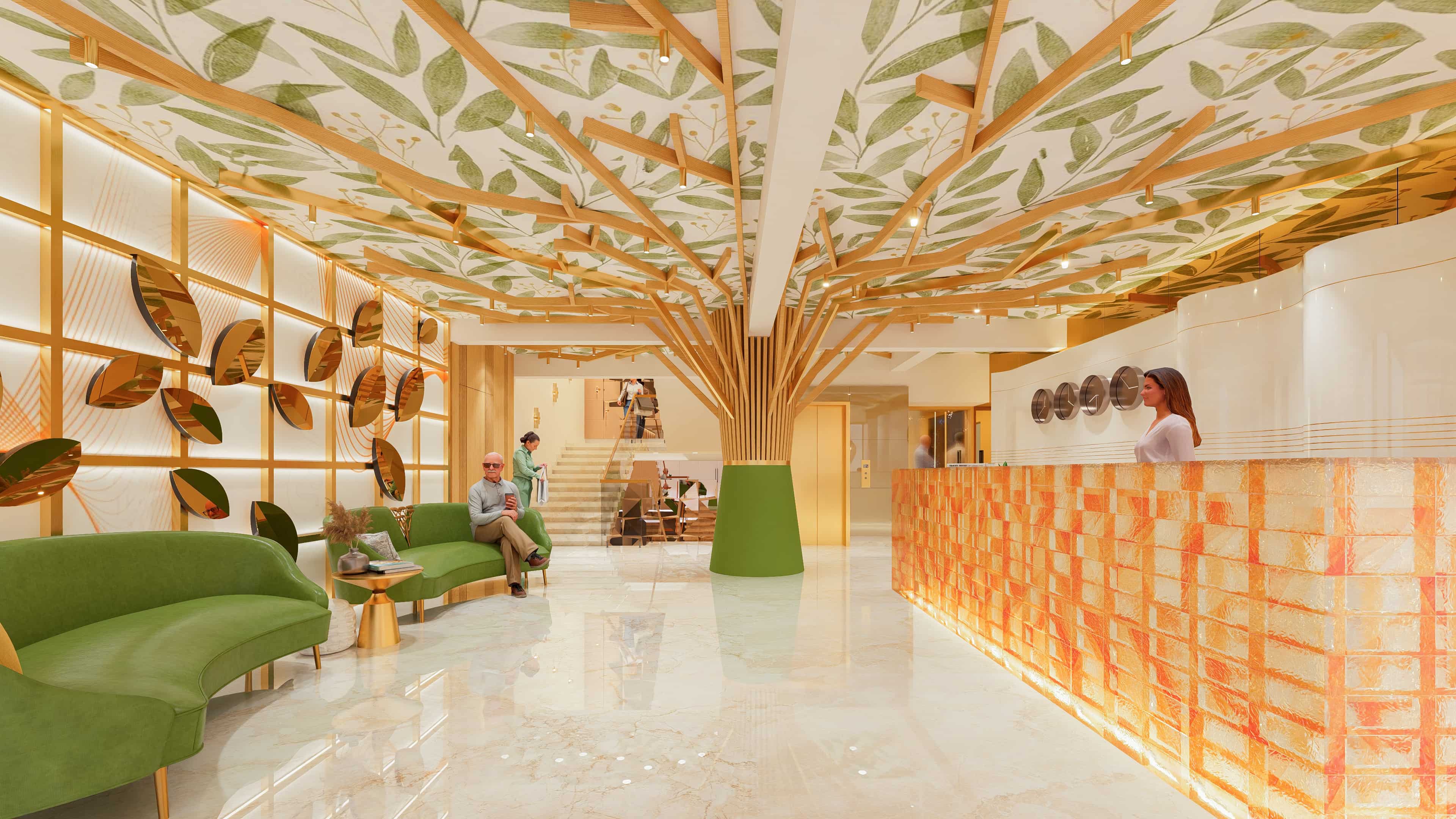 This space redefines arrival with its grand scale and refined aesthetics, vividly visualized by Realarch Studio to showcase an atmosphere of luxury and contemporary elegance.