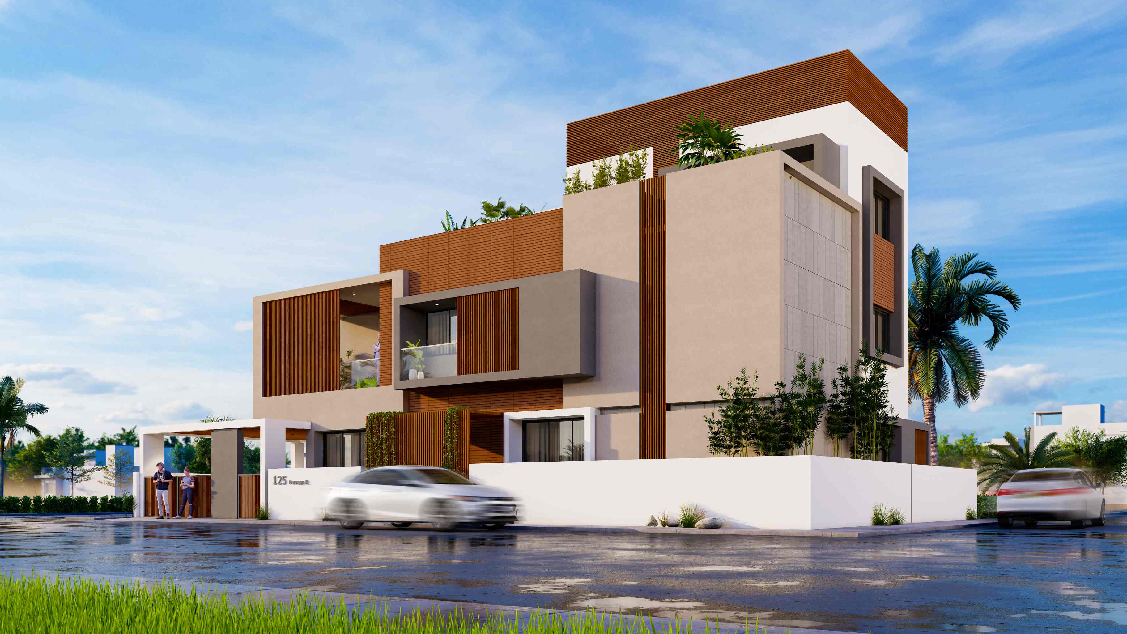 Presenting contemporary residence elevations that exemplify modern design and architectural excellence, visualized by Realarch Studio.