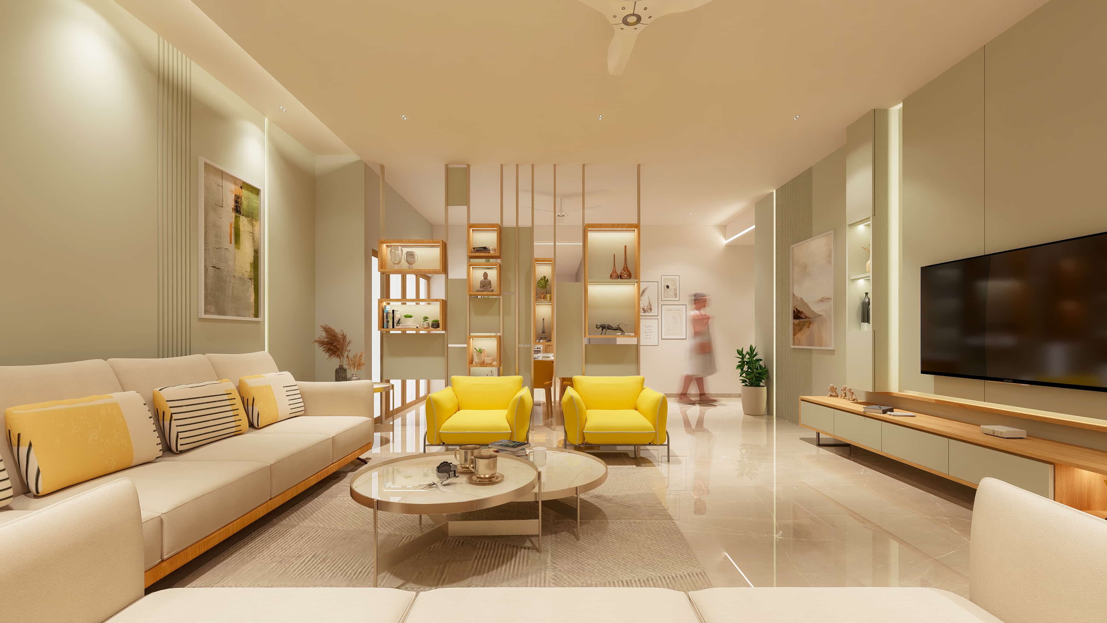 Delve into modern residence interiors visualized by realarch studio, that fuse visionary design with the warmth of home.