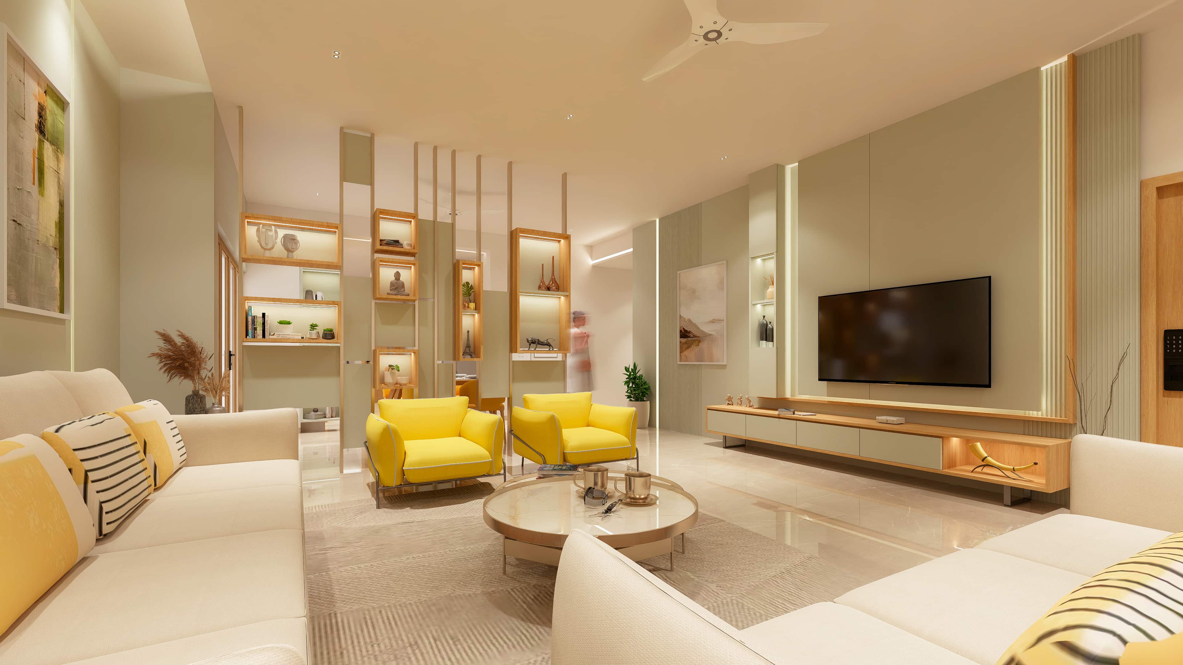 Delve into modern residence interiors visualized by realarch studio, that fuse visionary design with the warmth of home.