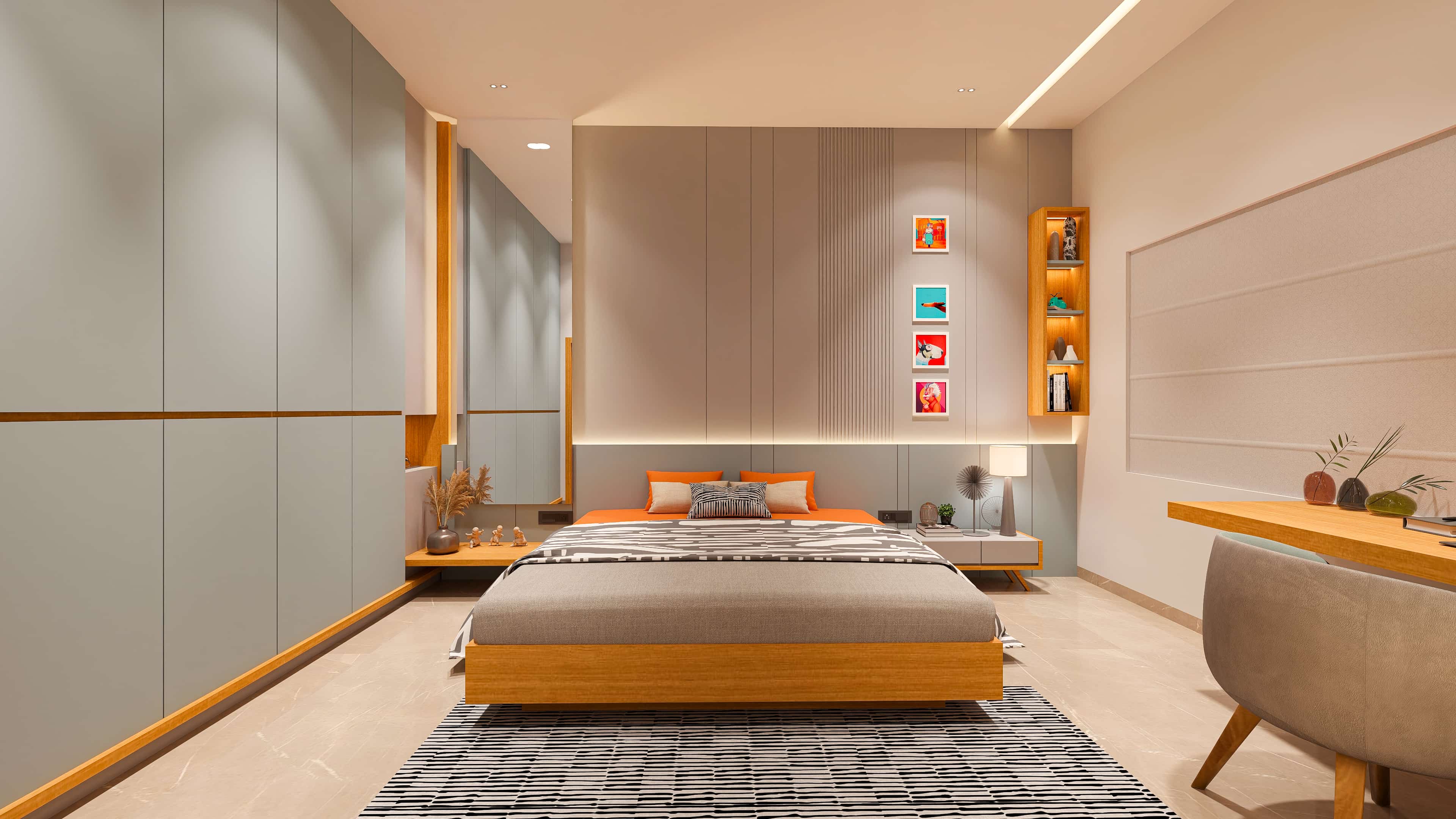 Delve into modern residence interiors visualized by realarch studio, that fuse visionary design with the warmth of home.