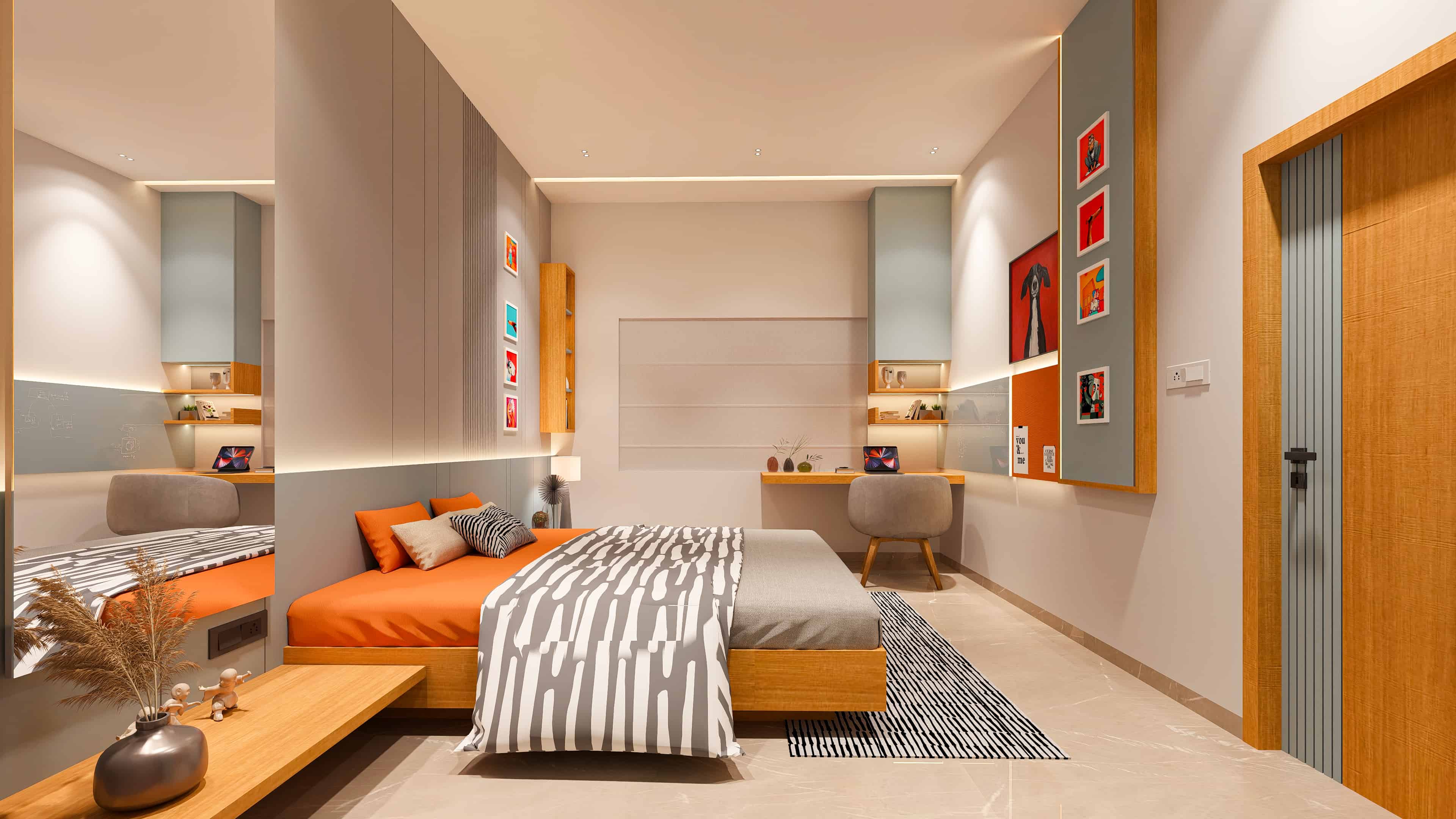 Delve into modern residence interiors visualized by realarch studio, that fuse visionary design with the warmth of home.