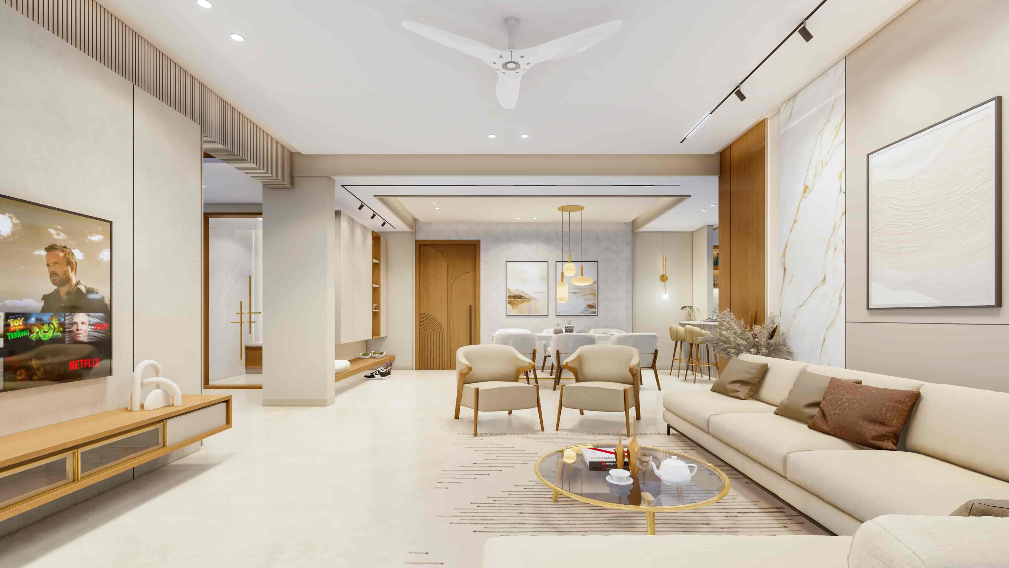 Delve into modern residence interiors visualized by realarch studio, that fuse visionary design with the warmth of home.