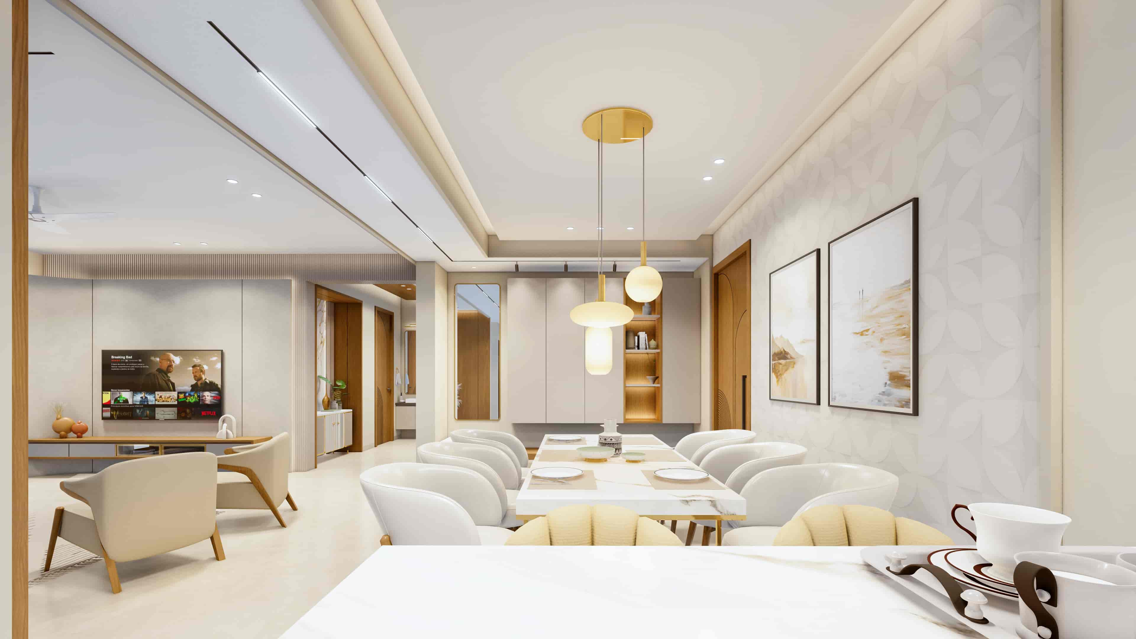 Delve into modern residence interiors visualized by realarch studio, that fuse visionary design with the warmth of home.