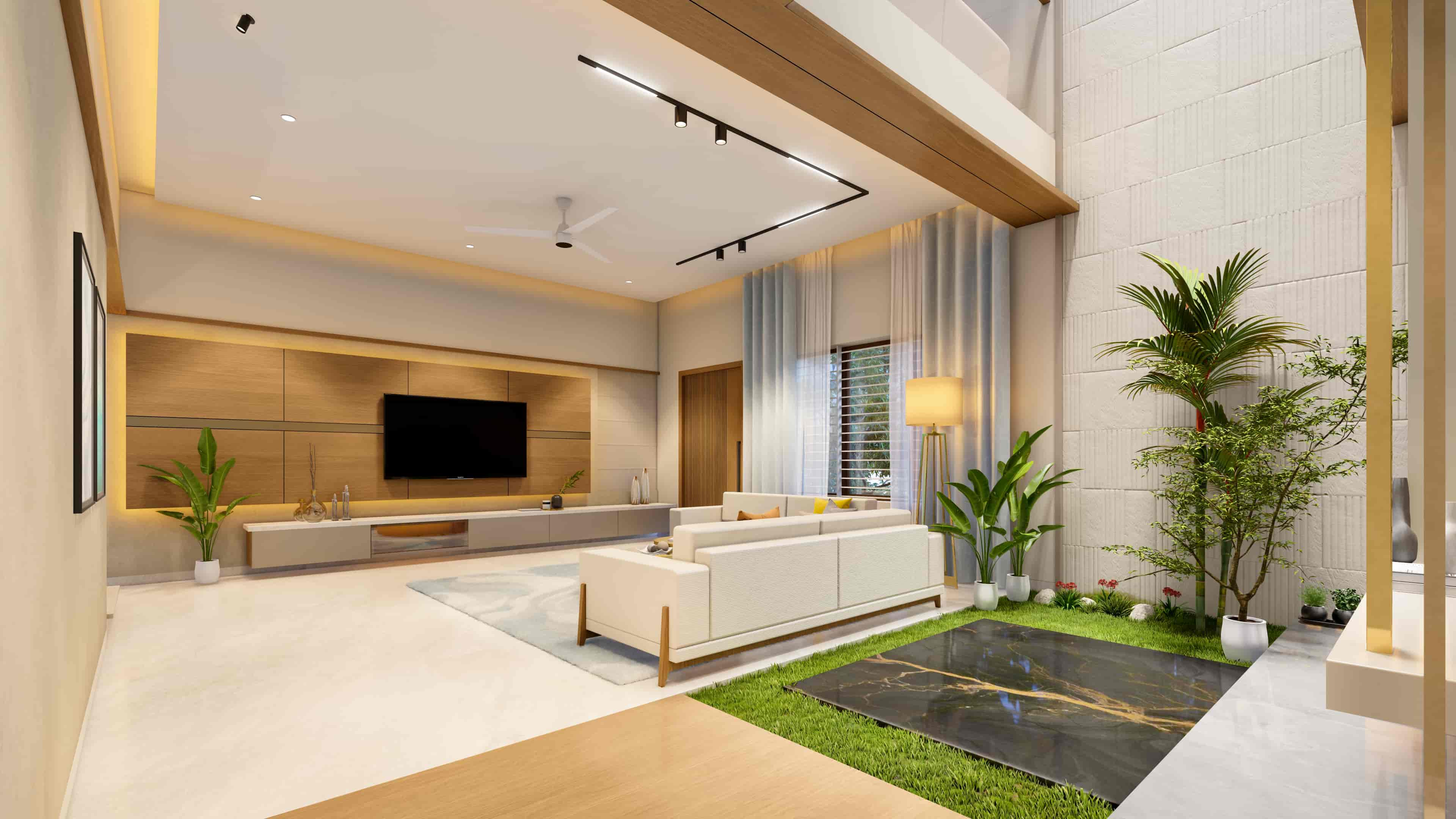 Delve into modern residence interiors visualized by realarch studio, that fuse visionary design with the warmth of home.