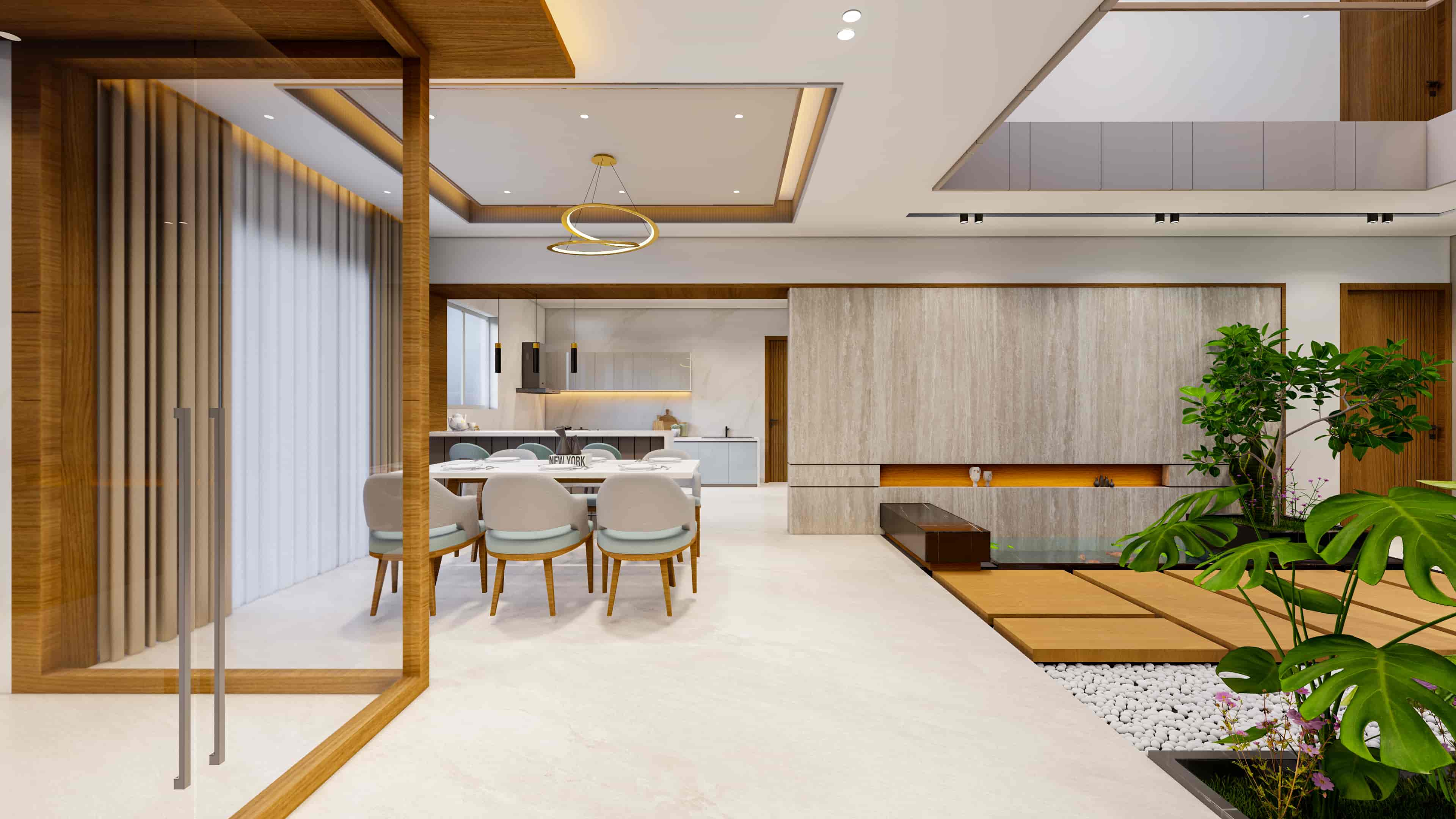 Delve into modern residence interiors visualized by realarch studio, that fuse visionary design with the warmth of home.