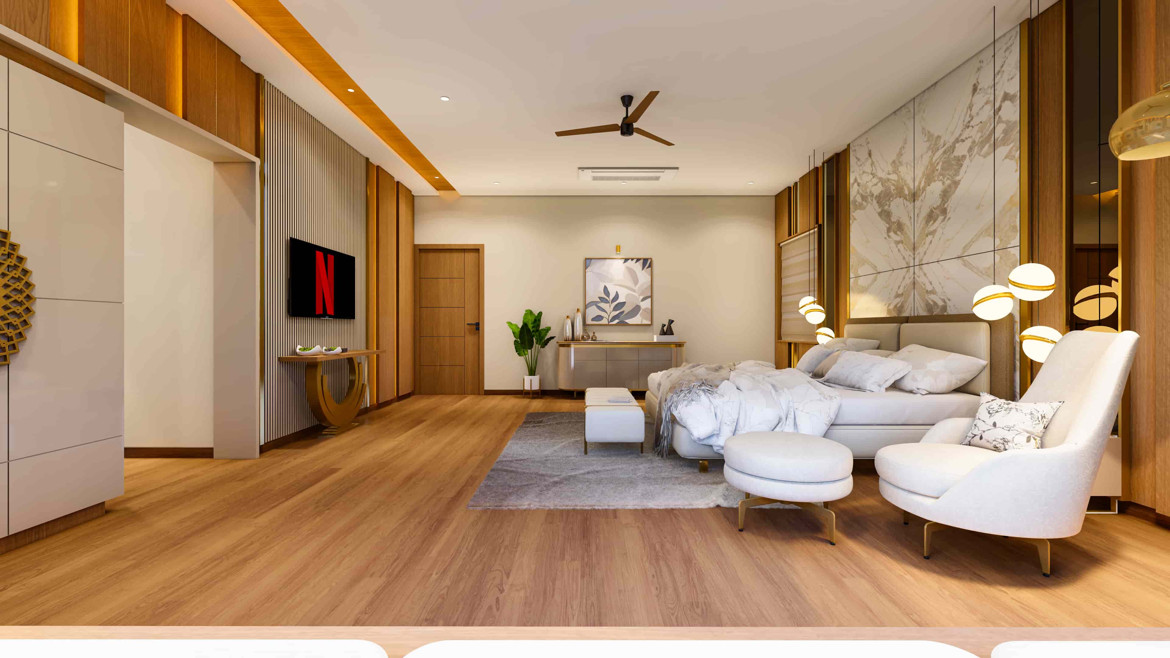 Delve into modern residence interiors visualized by realarch studio, that fuse visionary design with the warmth of home.