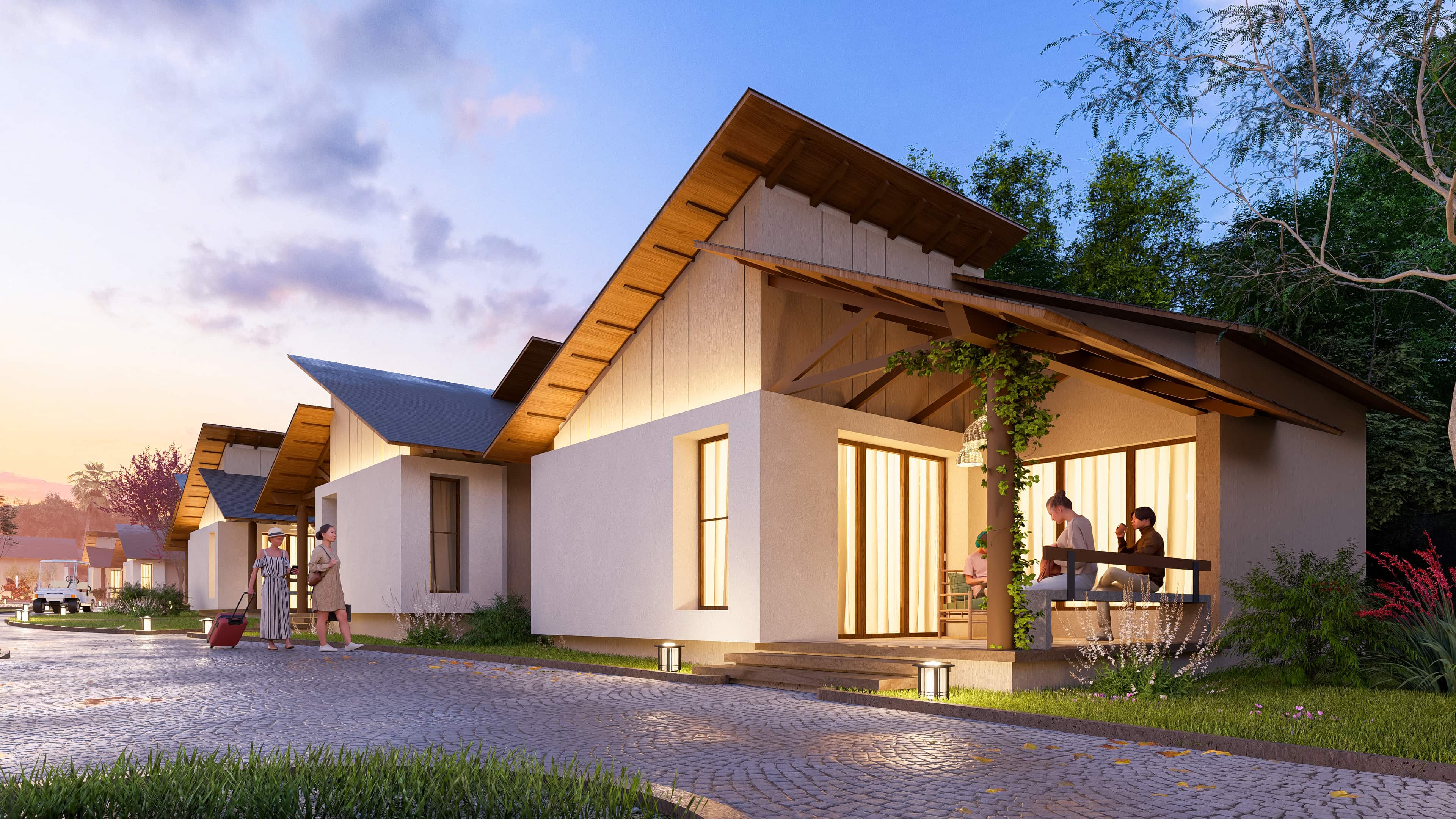 In the golden calm of evening, Royal Ritz Resort glows with quiet elegance, visualization by Realarch Studio that captures the spirit of serene indulgence.