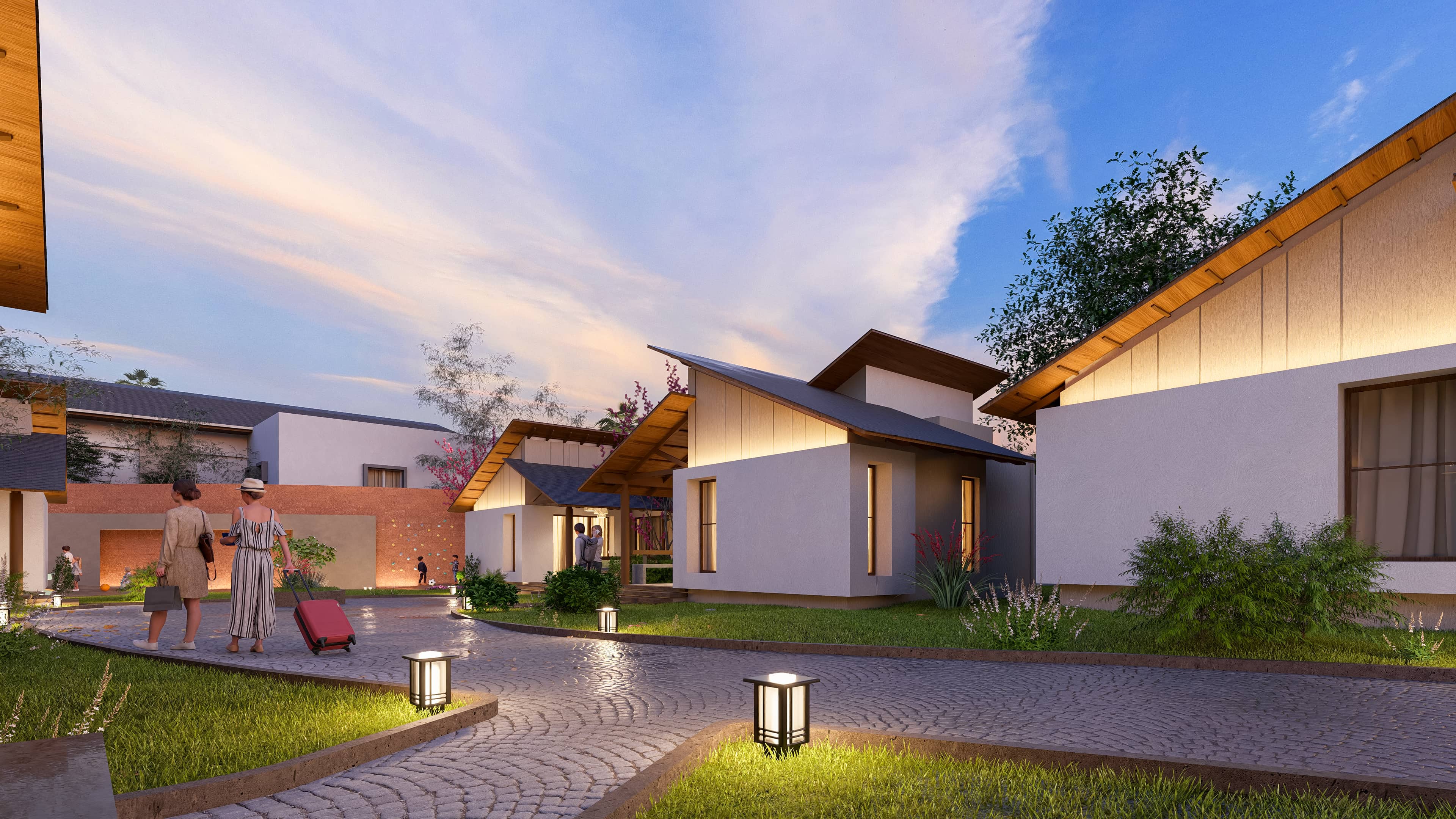 In the golden calm of evening, Royal Ritz Resort glows with quiet elegance, visualization by Realarch Studio that captures the spirit of serene indulgence.