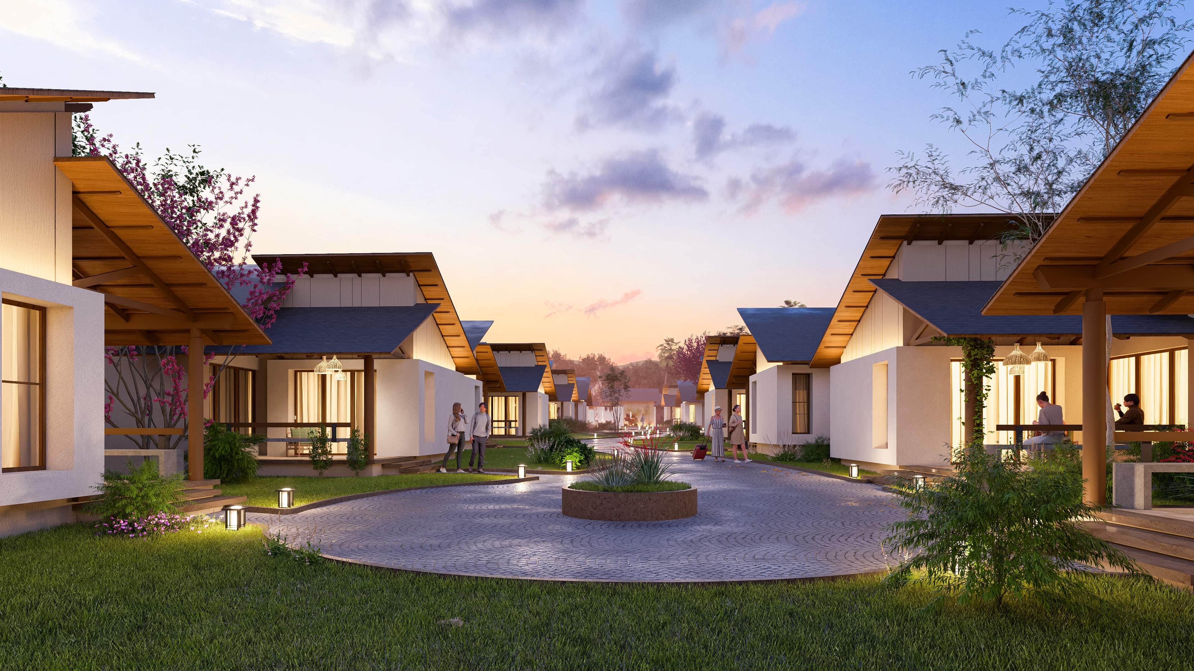 In the golden calm of evening, Royal Ritz Resort glows with quiet elegance, visualization by Realarch Studio that captures the spirit of serene indulgence.