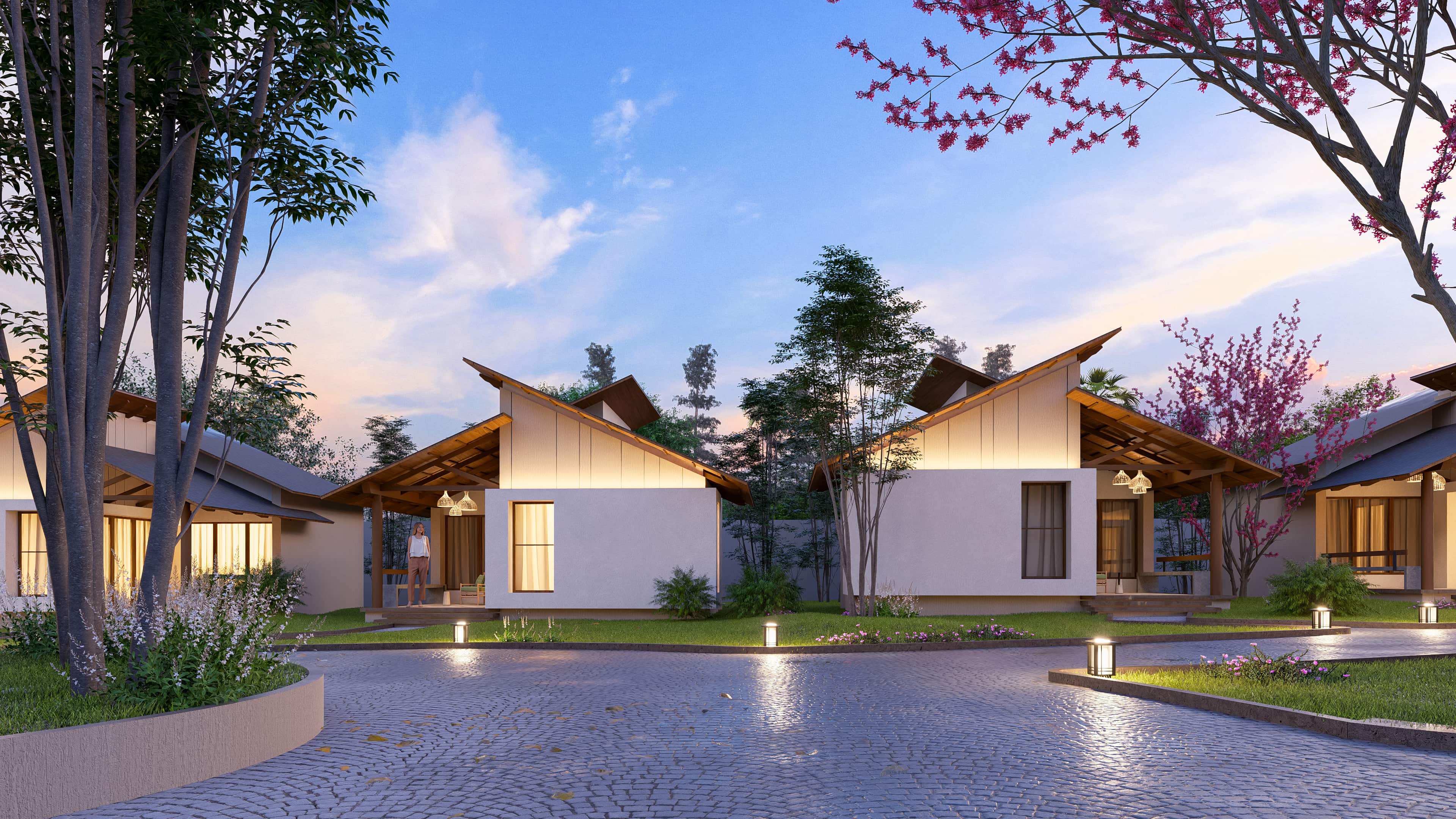 In the golden calm of evening, Royal Ritz Resort glows with quiet elegance, visualization by Realarch Studio that captures the spirit of serene indulgence.