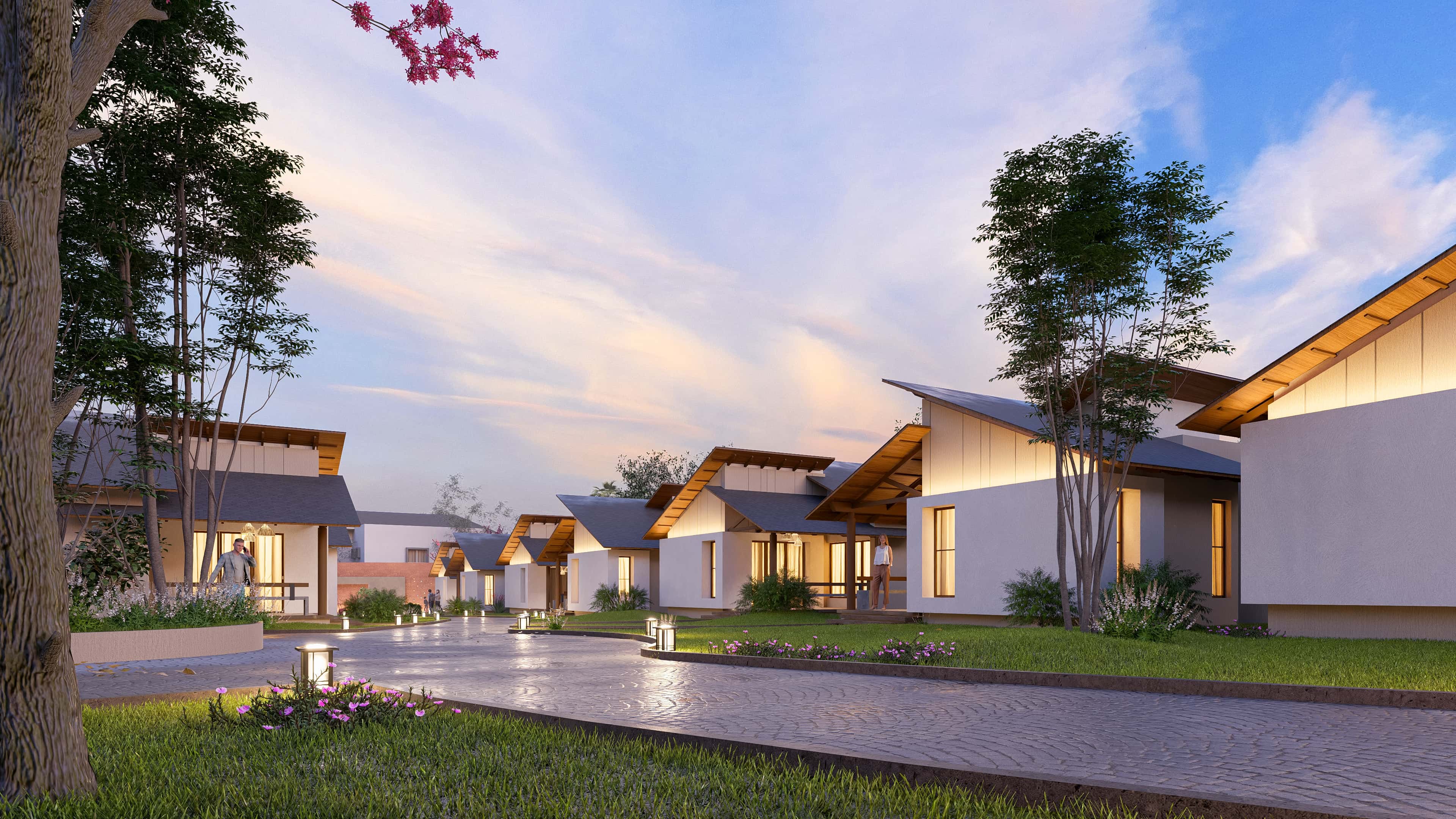 In the golden calm of evening, Royal Ritz Resort glows with quiet elegance, visualization by Realarch Studio that captures the spirit of serene indulgence.