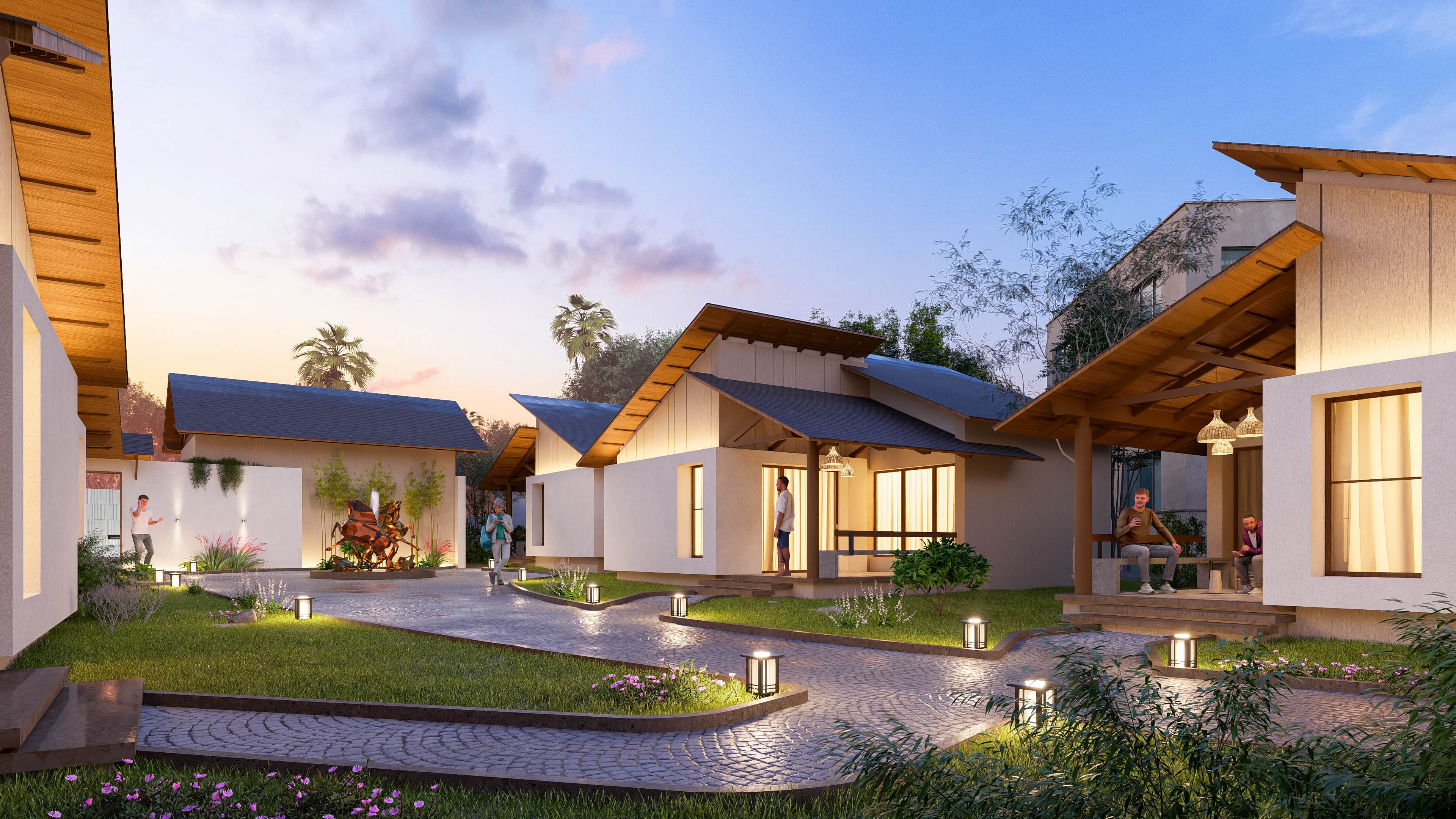 In the golden calm of evening, Royal Ritz Resort glows with quiet elegance, visualization by Realarch Studio that captures the spirit of serene indulgence.