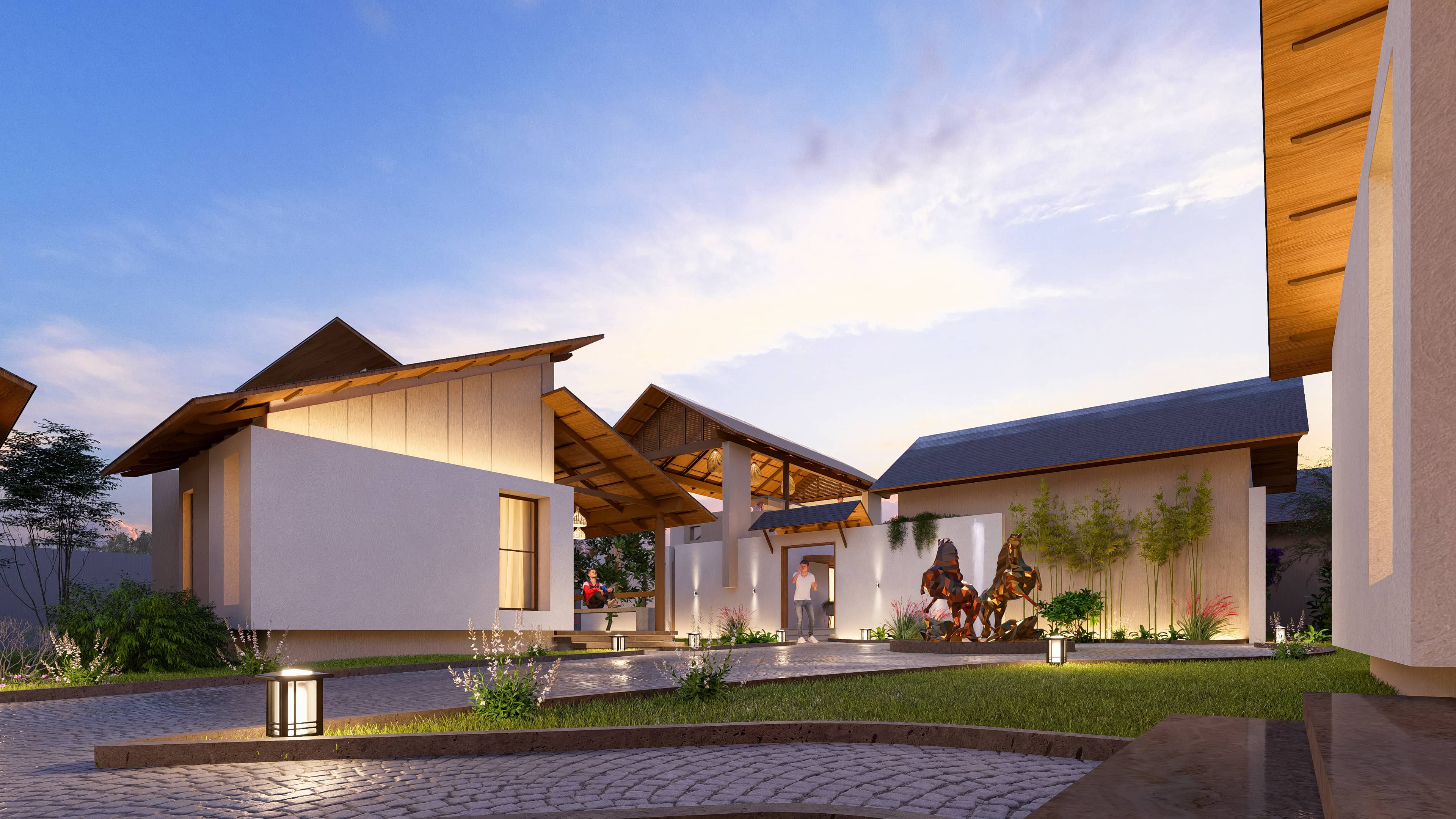 In the golden calm of evening, Royal Ritz Resort glows with quiet elegance, visualization by Realarch Studio that captures the spirit of serene indulgence.