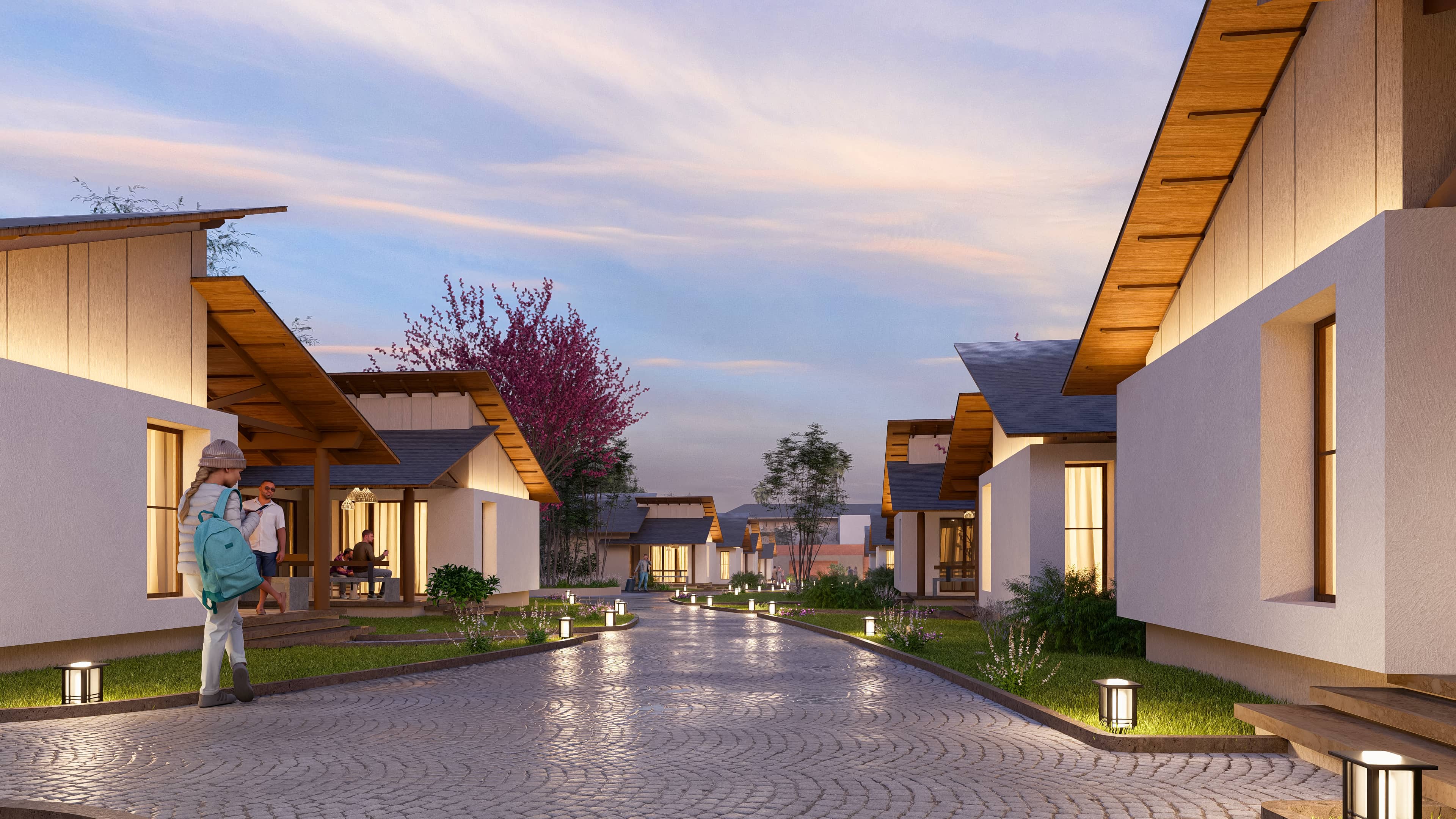 In the golden calm of evening, Royal Ritz Resort glows with quiet elegance, visualization by Realarch Studio that captures the spirit of serene indulgence.