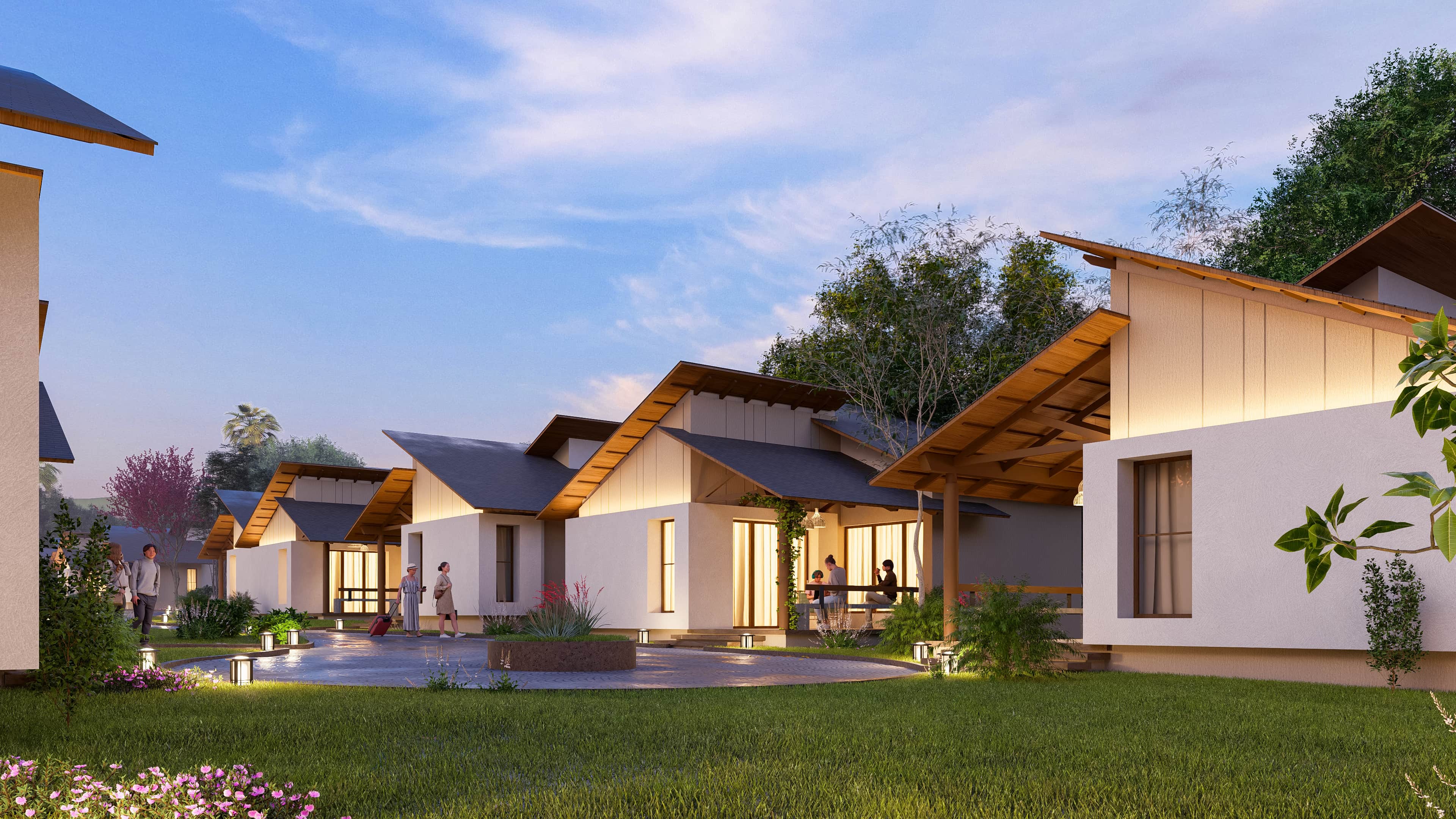 In the golden calm of evening, Royal Ritz Resort glows with quiet elegance, visualization by Realarch Studio that captures the spirit of serene indulgence.