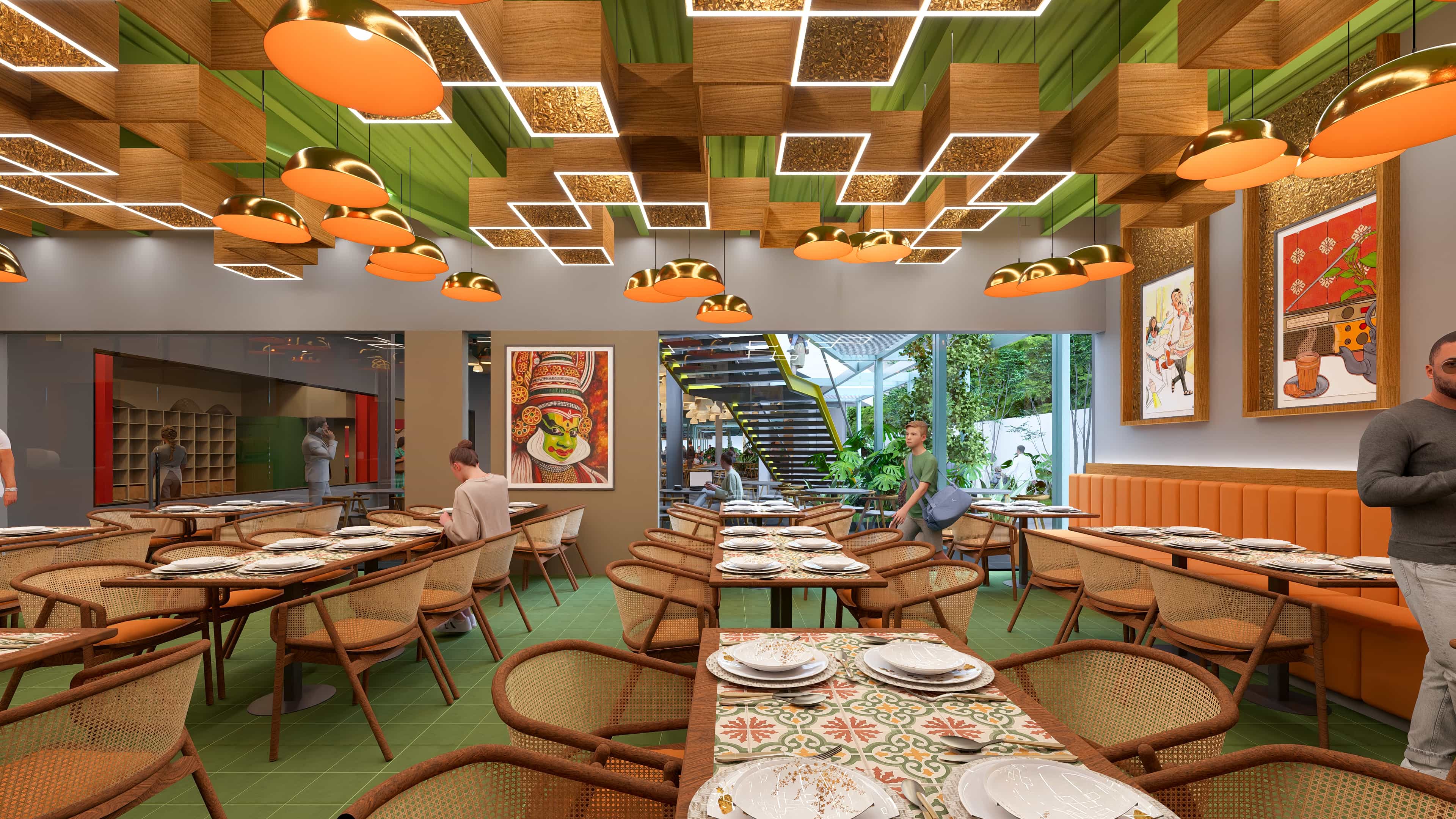 Embracing a traditional character with earthy materials and intricate detailing, visualized by Realarch Studio.