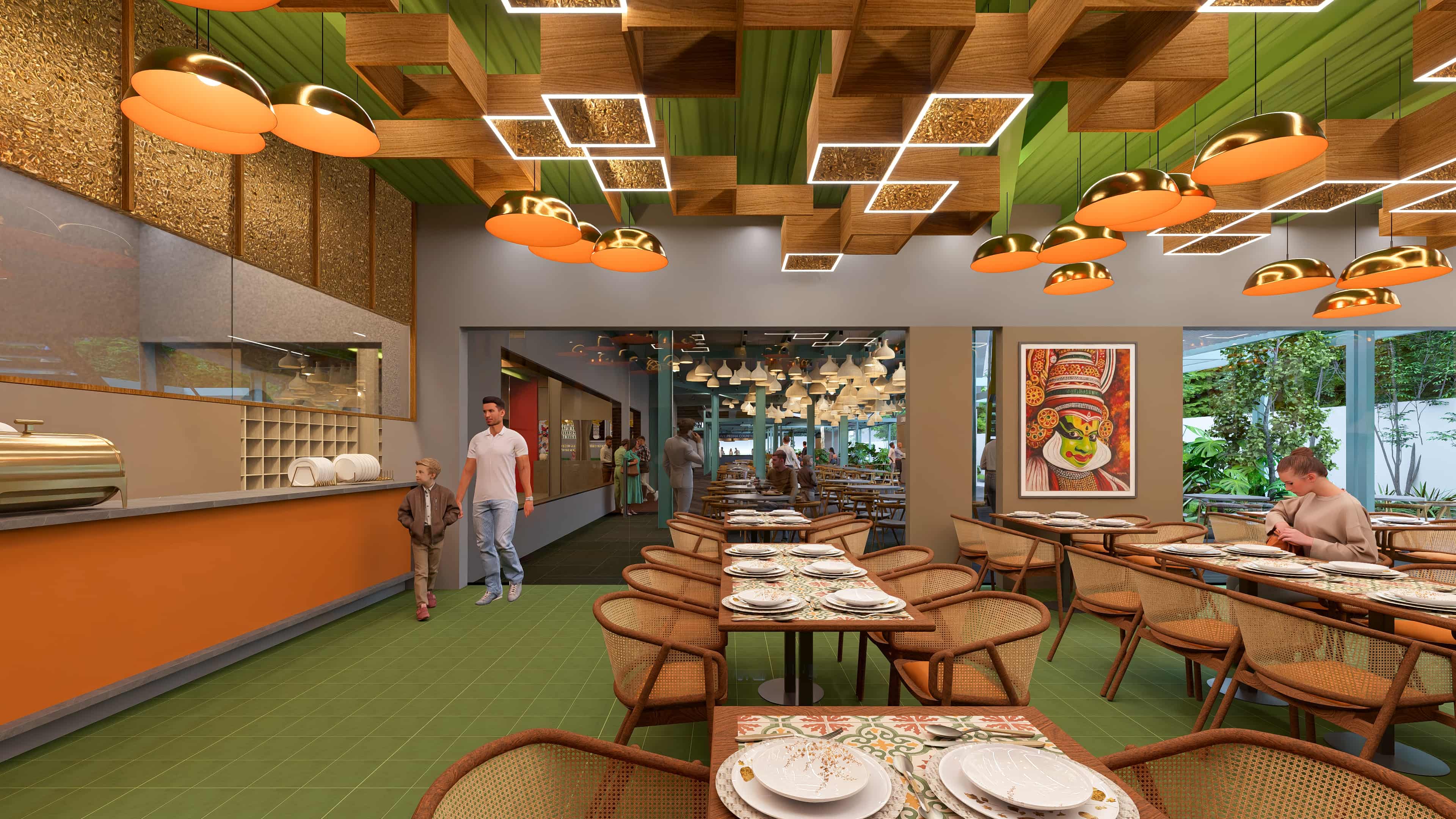 Embracing a traditional character with earthy materials and intricate detailing, visualized by Realarch Studio.