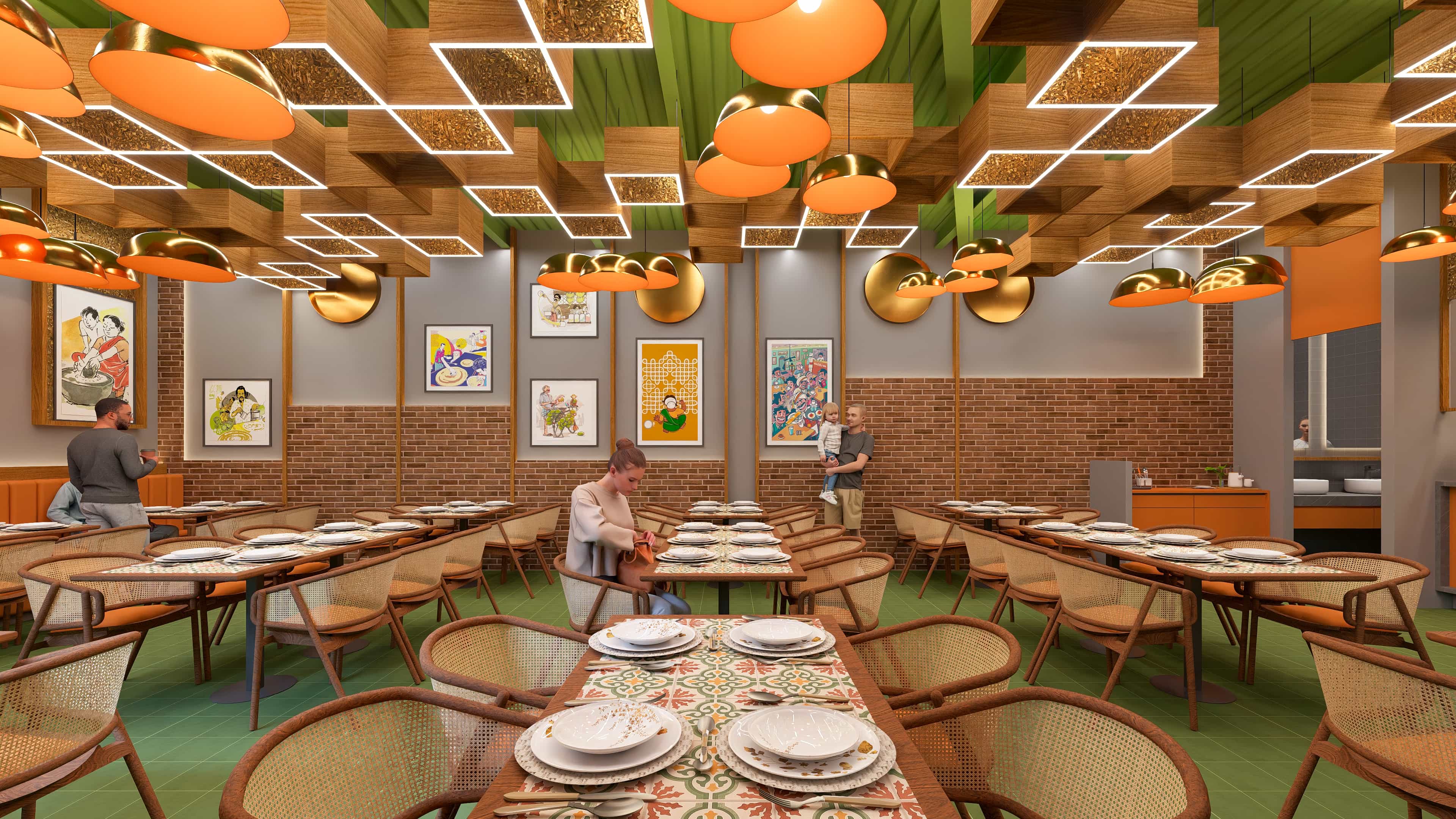 Embracing a traditional character with earthy materials and intricate detailing, visualized by Realarch Studio.