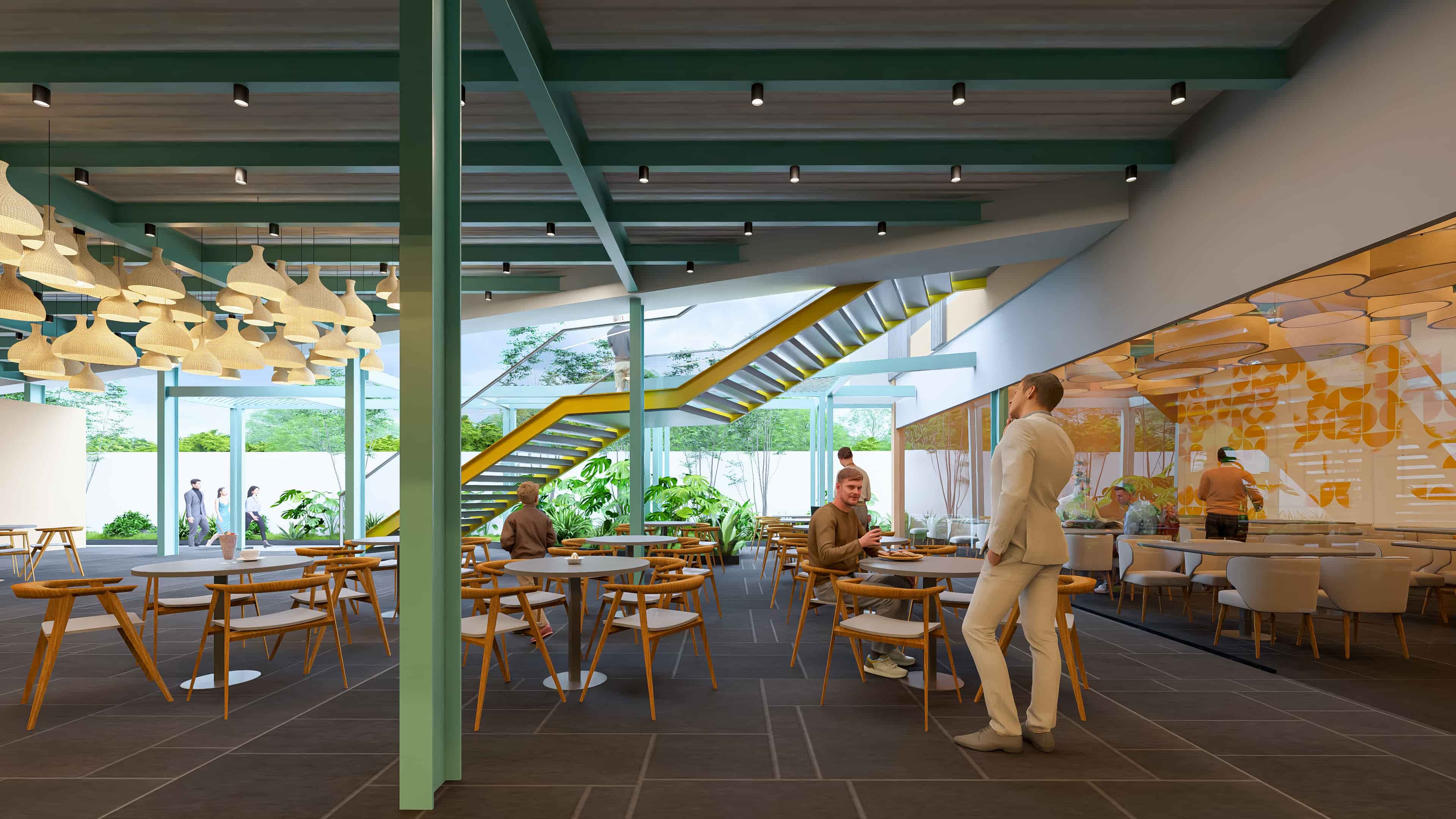 The Big Mishra Food Centre at Gadag is envisioned as a vibrant hub of flavors and gatherings, beautifully visualized by Realarch Studio to capture its lively and welcoming atmosphere.