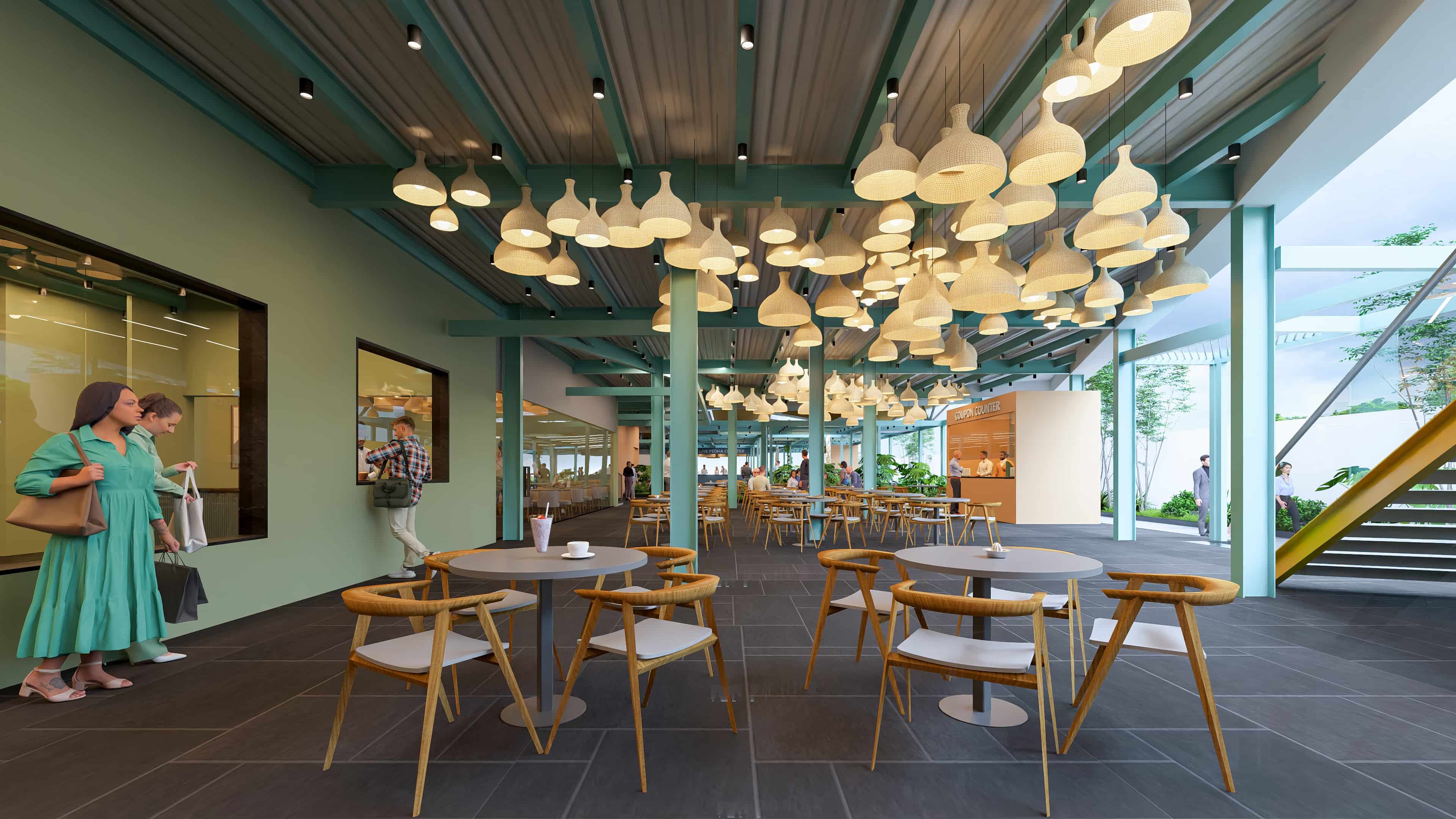 The Big Mishra Food Centre at Gadag is envisioned as a vibrant hub of flavors and gatherings, beautifully visualized by Realarch Studio to capture its lively and welcoming atmosphere.