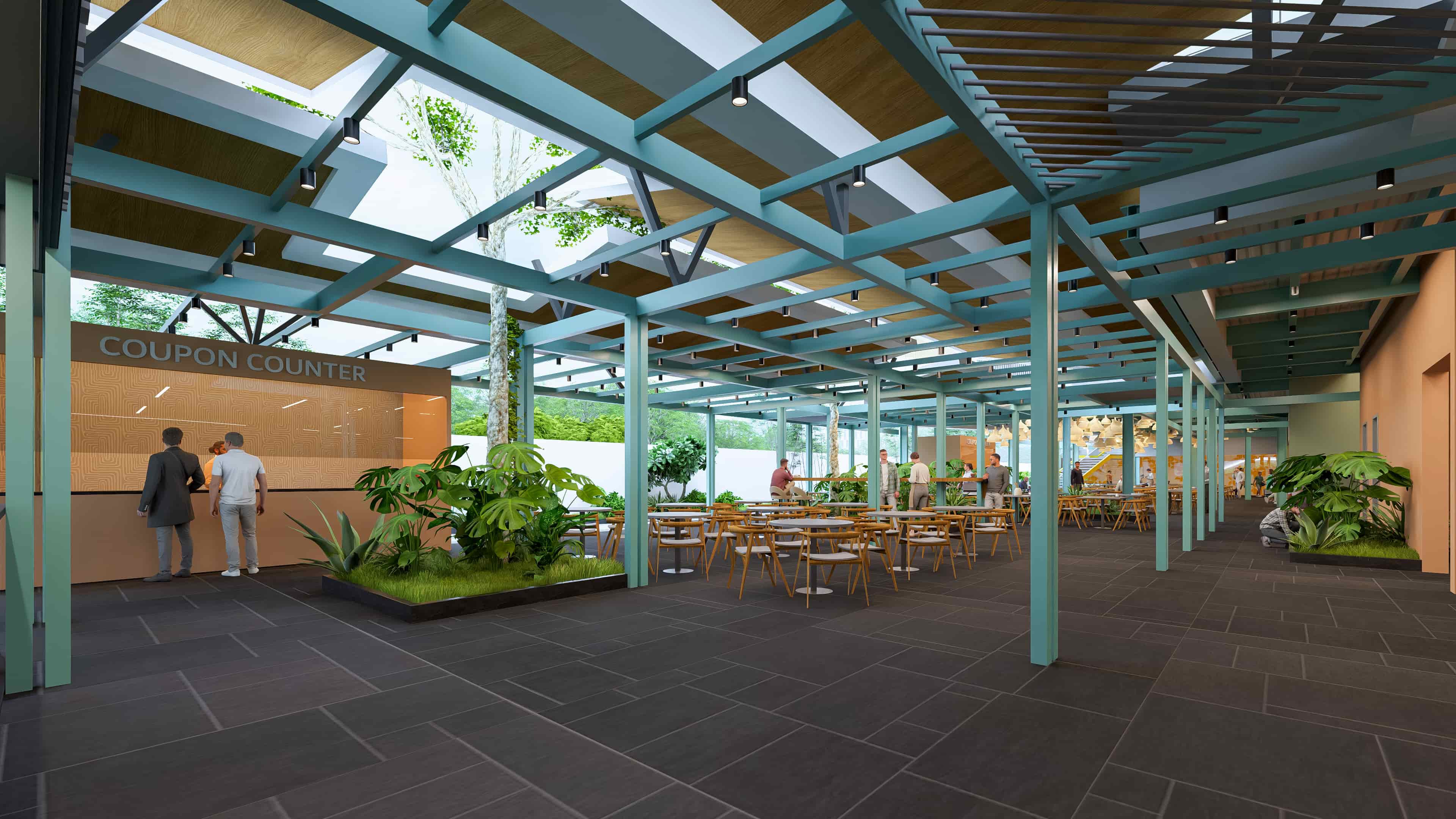 The Big Mishra Food Centre at Gadag is envisioned as a vibrant hub of flavors and gatherings, beautifully visualized by Realarch Studio to capture its lively and welcoming atmosphere.