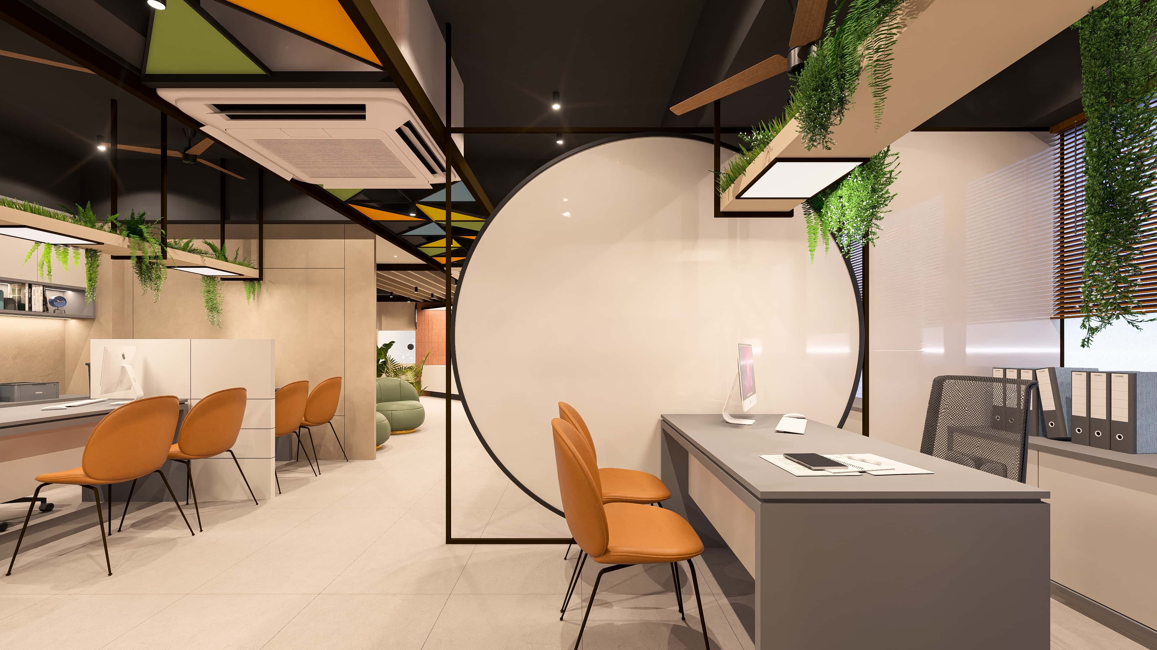 Envisioned as a modern workspace that blends functionality with refined design, visualized by Realarch Studio to capture its professional ambiance and contemporary character.