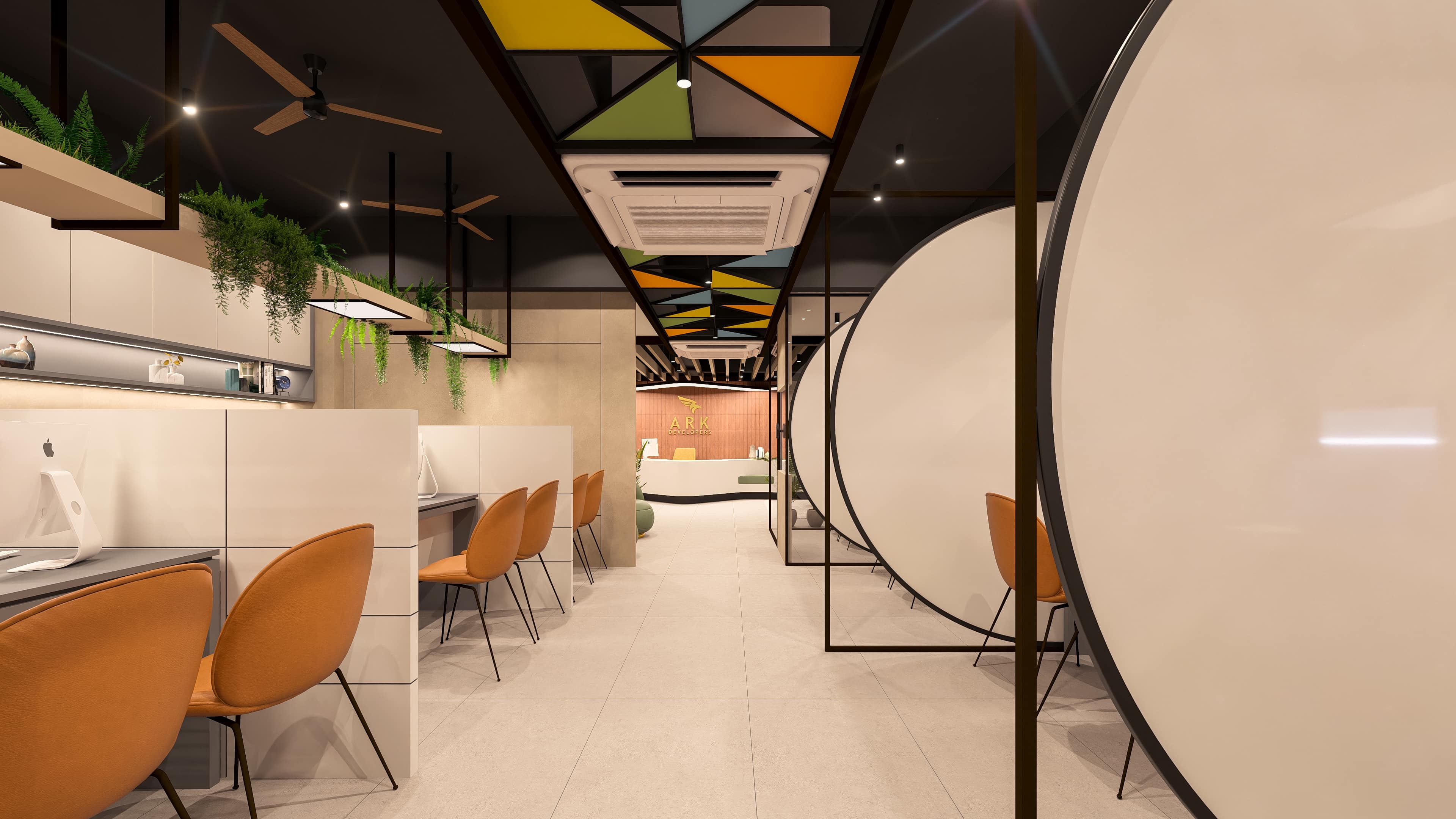 Envisioned as a modern workspace that blends functionality with refined design, visualized by Realarch Studio to capture its professional ambiance and contemporary character.