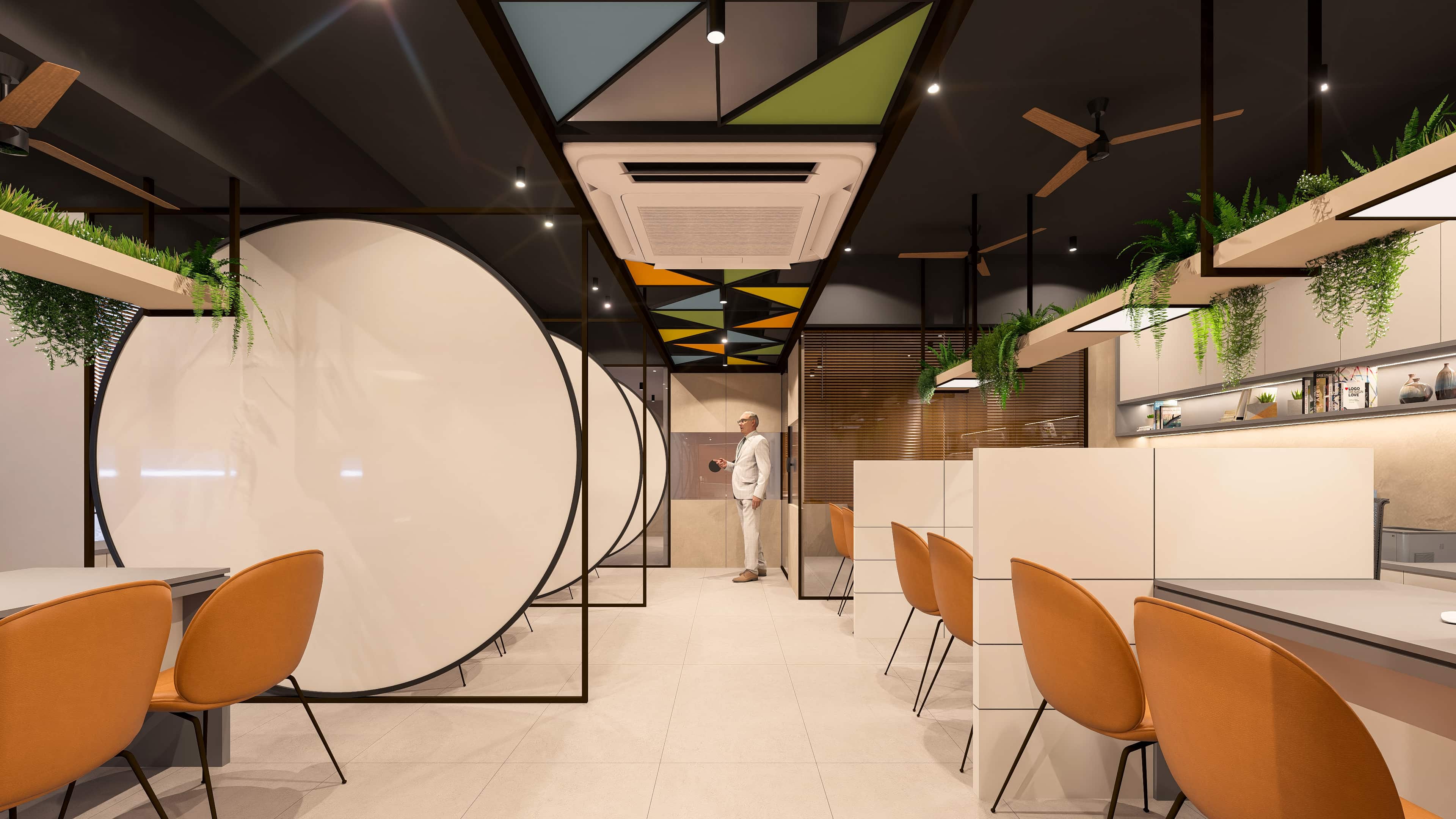 Envisioned as a modern workspace that blends functionality with refined design, visualized by Realarch Studio to capture its professional ambiance and contemporary character.